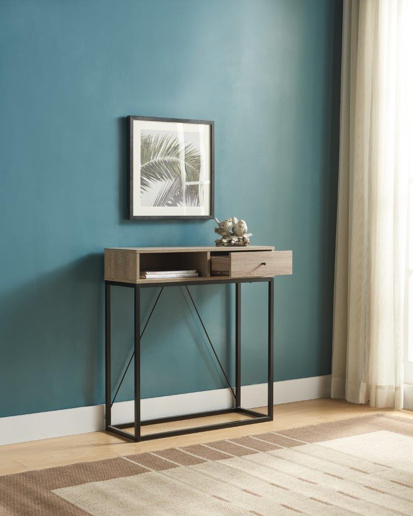 Console Table with One Drawer and Open Cubby - Brown & Black