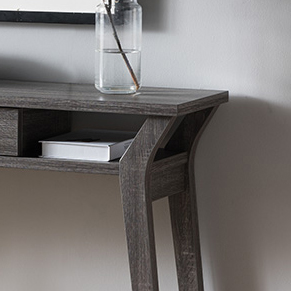 Console Table with One Drawer and Two Open Shelves - Grey