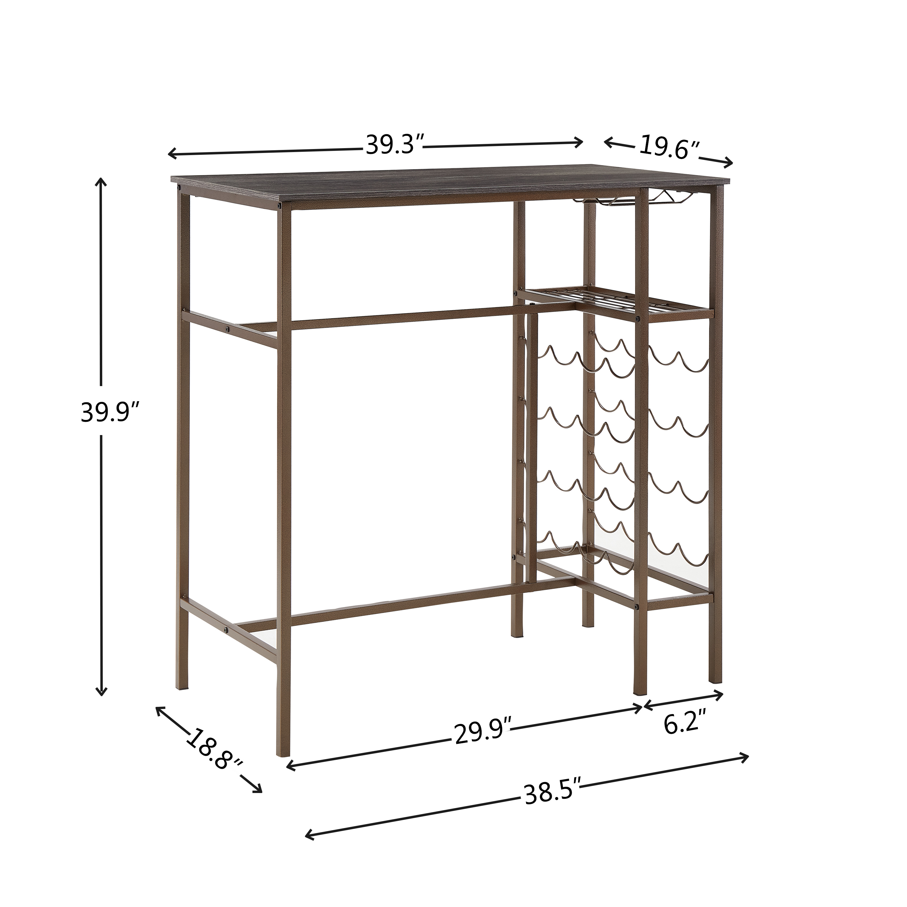 3-Piece Bar Steels Kitchen Dining Room Table Set Retro Brown Bar Chair for Dining Room