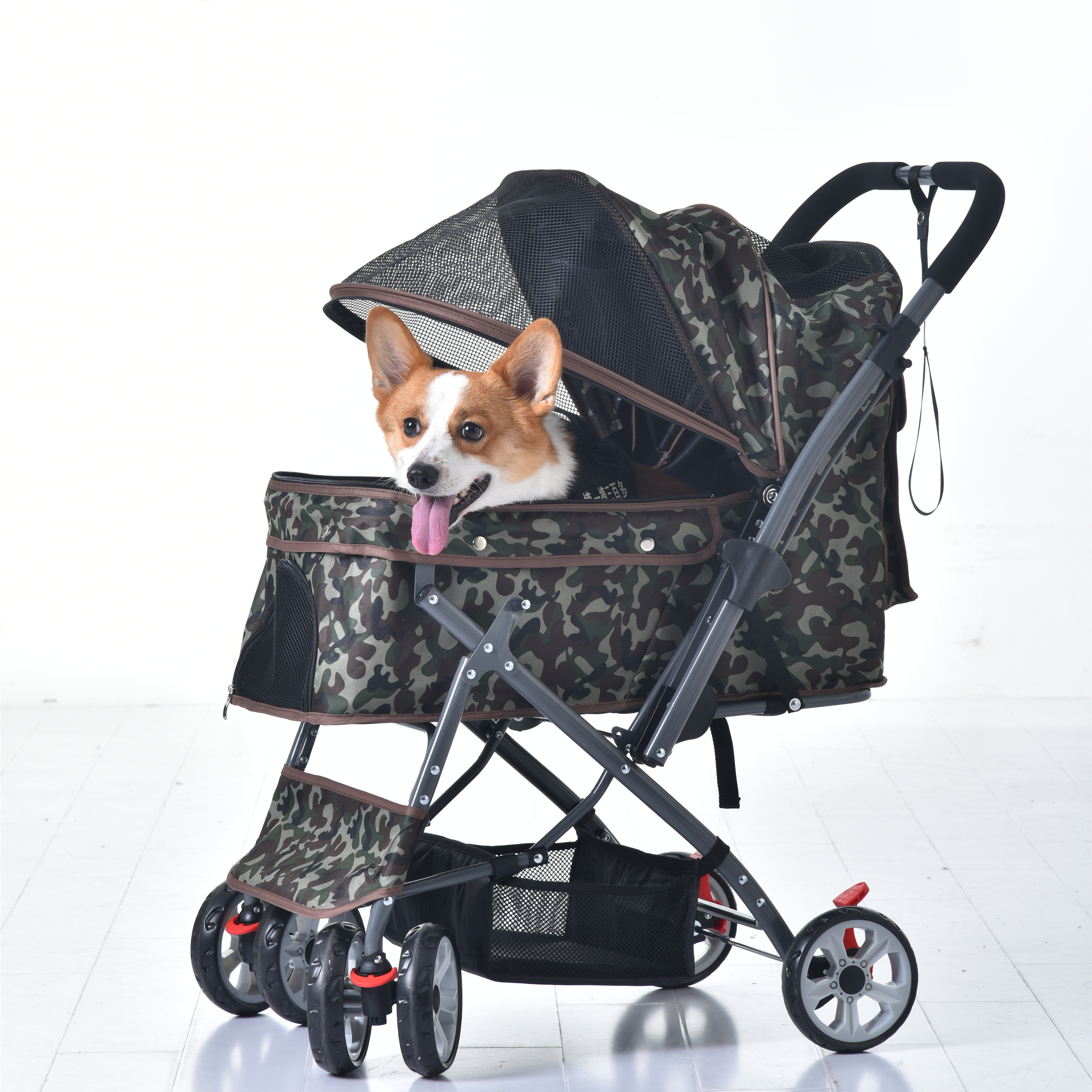 ペットカート 対面式 折りたたみ 多頭 中型犬 小型犬 猫 2way 軽量 組立簡単 工具不要 介護用 ドッグカート ペットバギー 犬 猫 動物 ペット用品 【カモフラ】PH191222AAF