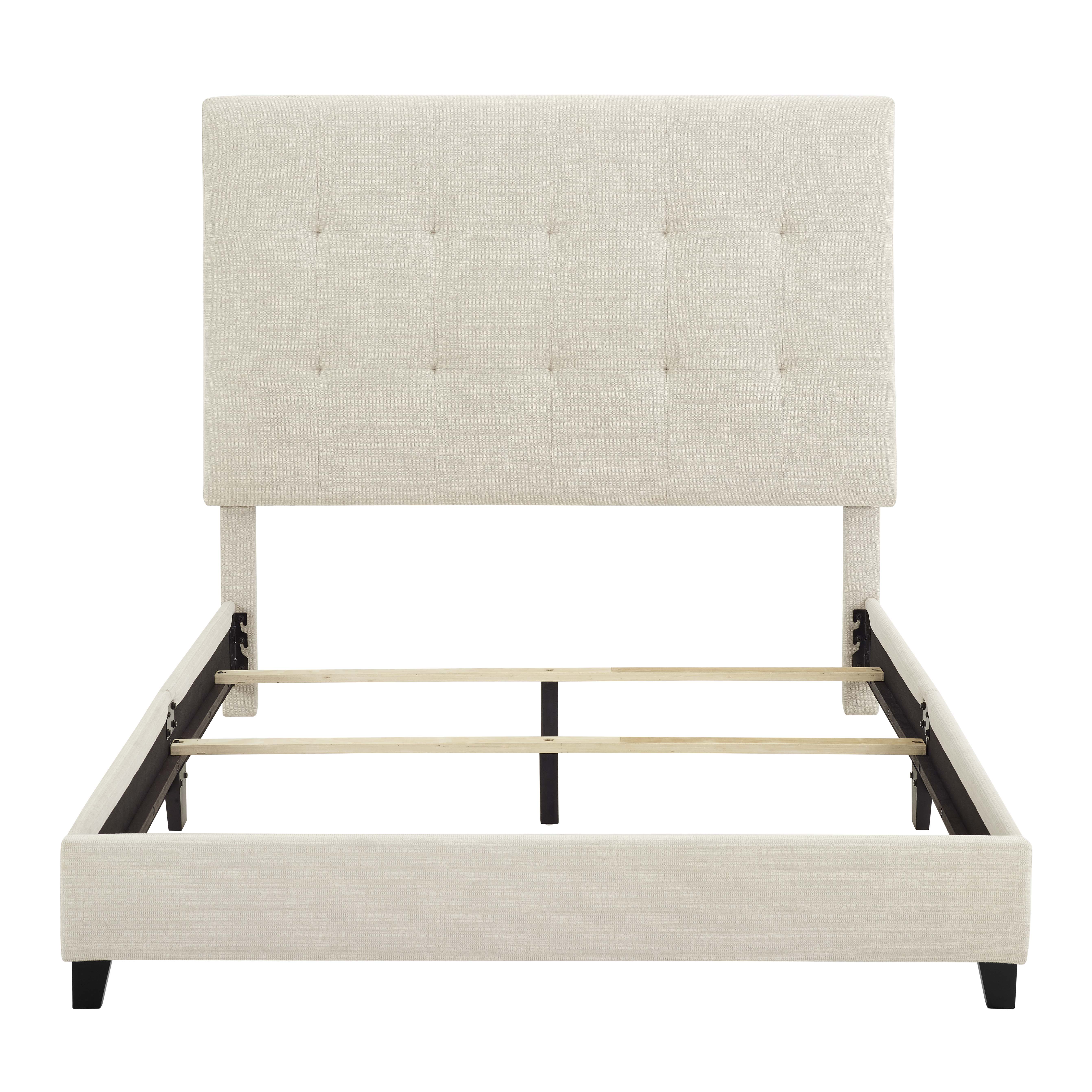 Bridgevine Home Queen Size Beige Tufted Upholstered Platform Bed