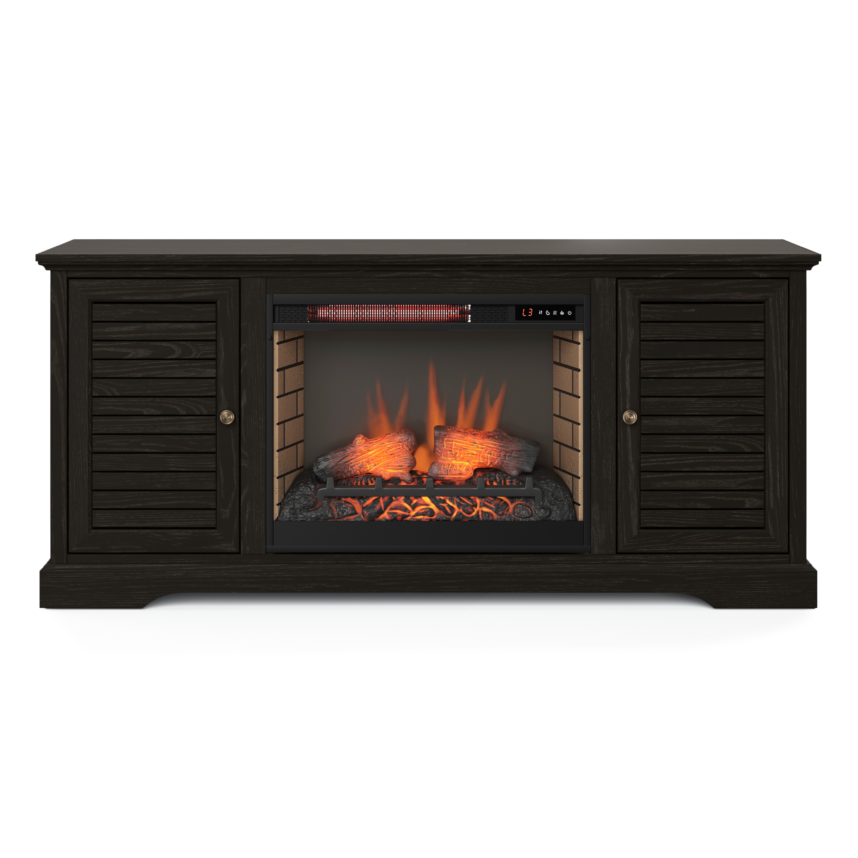 Bridgevine Home Topanga 68 inch Electric Fireplace TV Console for TVs up to 80 inches, Minimal Assembly, Clove finish