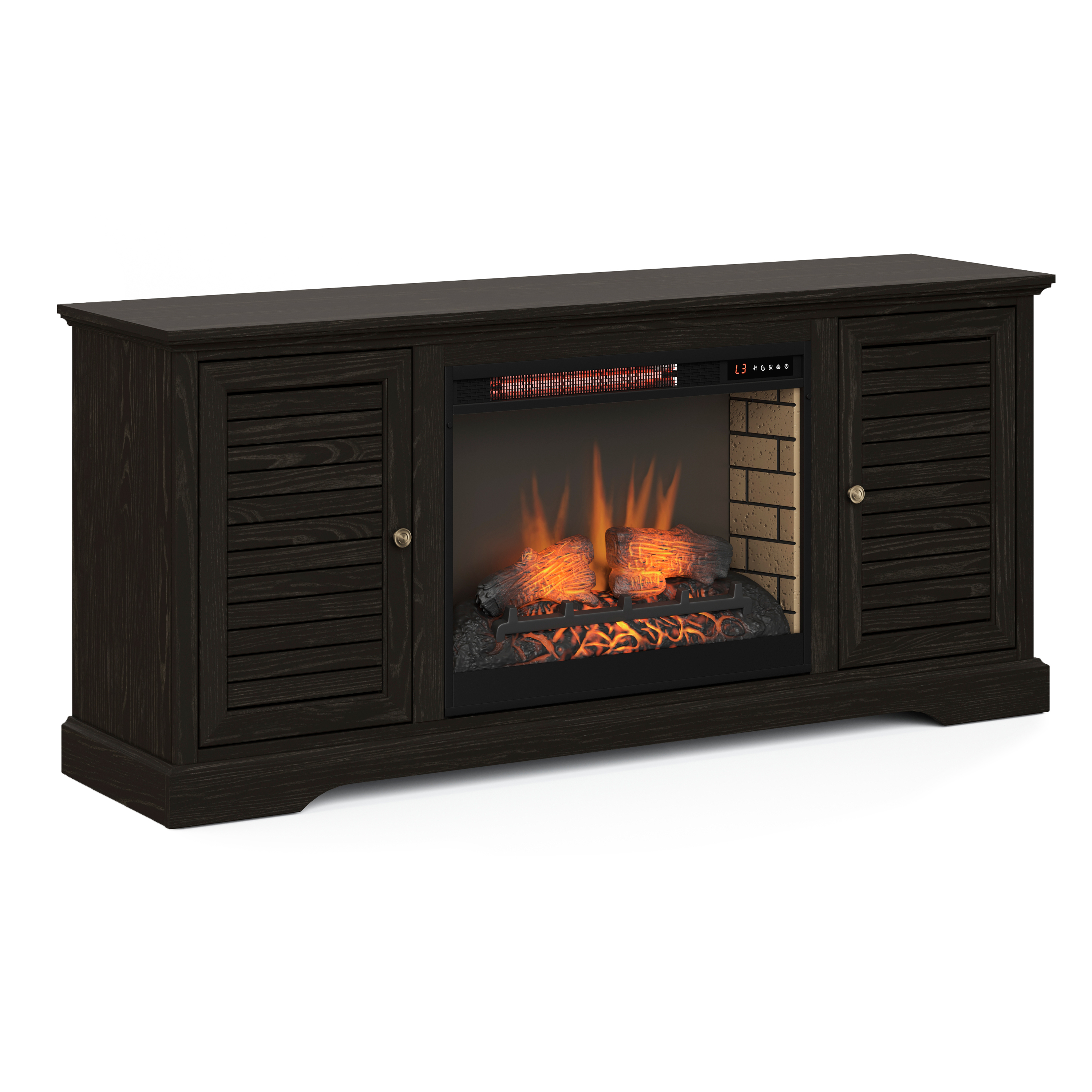 Bridgevine Home Topanga 68 inch Electric Fireplace TV Console for TVs up to 80 inches, Minimal Assembly, Clove finish