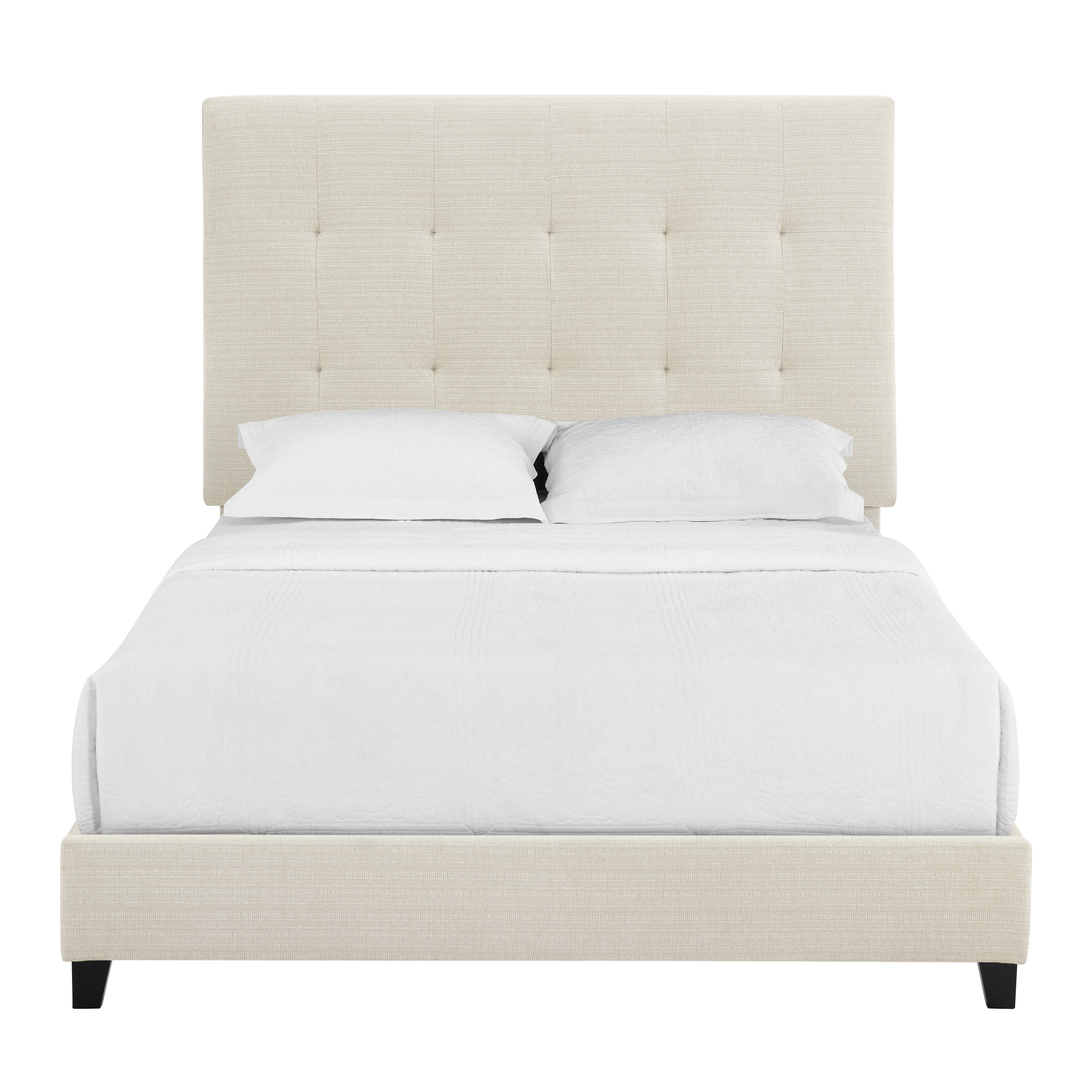 Bridgevine Home Queen Size Beige Tufted Upholstered Platform Bed