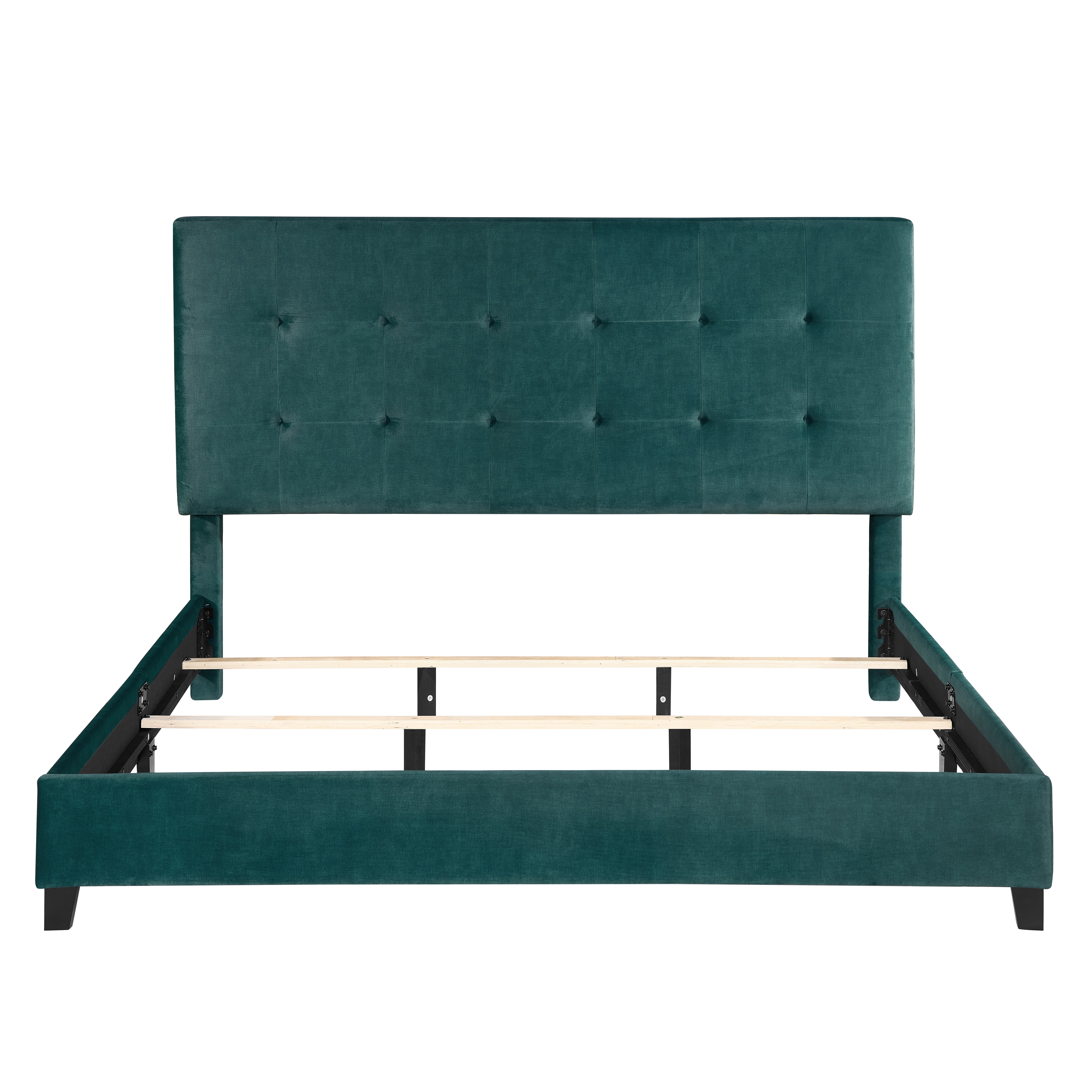 Bridgevine Home King Size Green Velvet Tufted Upholstered Platform Bed