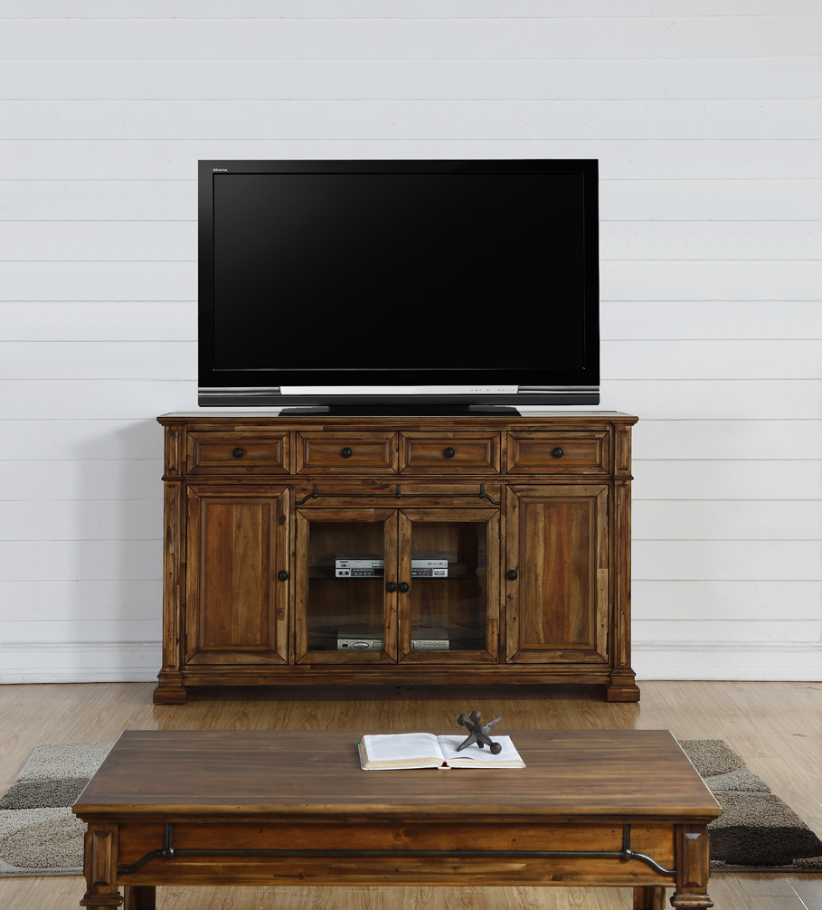 Bridgevine Home Barclay 72 inch TV Stand Console, No Assembly Required, Rustic Acacia Finish