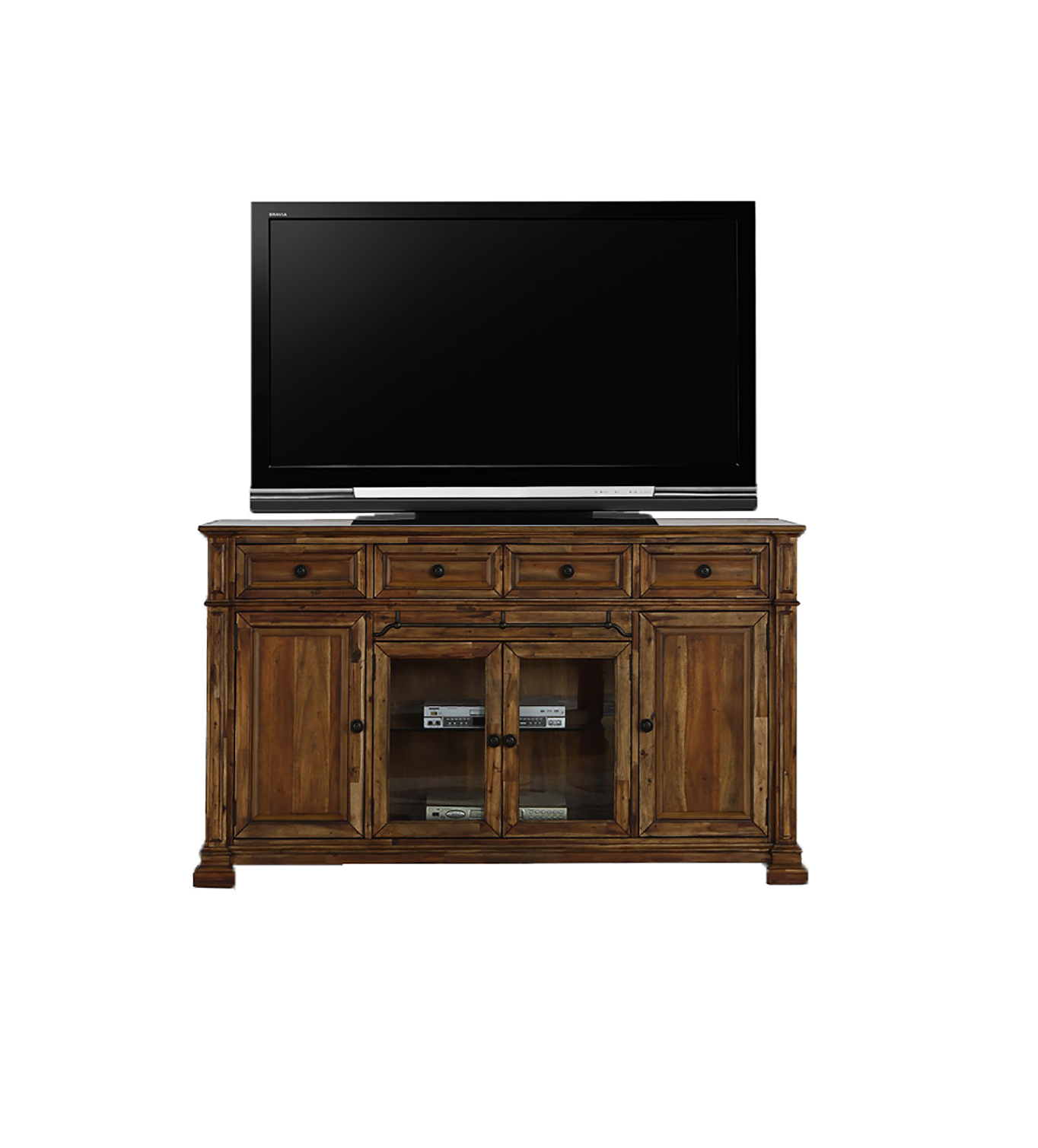 Bridgevine Home Barclay 72 inch TV Stand Console, No Assembly Required, Rustic Acacia Finish