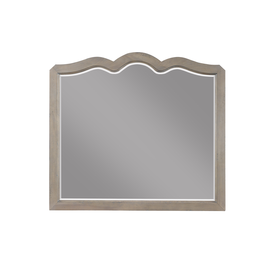 Bridgevine Home Laurel Grove Scallop Shaped Mirror, No Assembly Required, White Poplar Finish