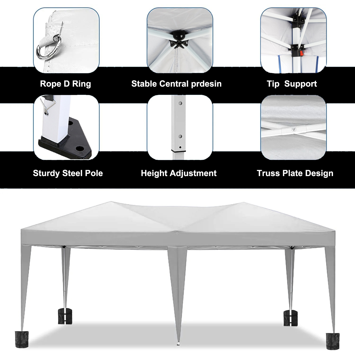 10'x20' Folding Canopy with 6 Removable Sidewalls Outdoor Event Shelter UPF 50+ Gazebo Portable Tents for Parties Beach Camping Wedding EZ Pop Up Canopy