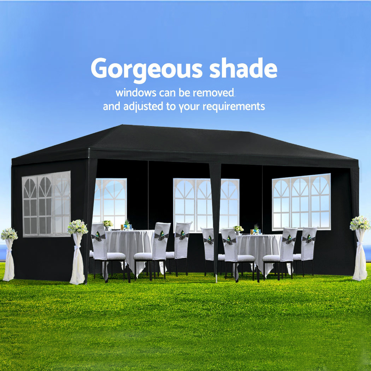 10'x20' Folding Canopy with 6 Removable Sidewalls Outdoor Event Shelter UPF 50+ Gazebo Portable Tents for Parties Beach Camping Wedding EZ Pop Up Canopy