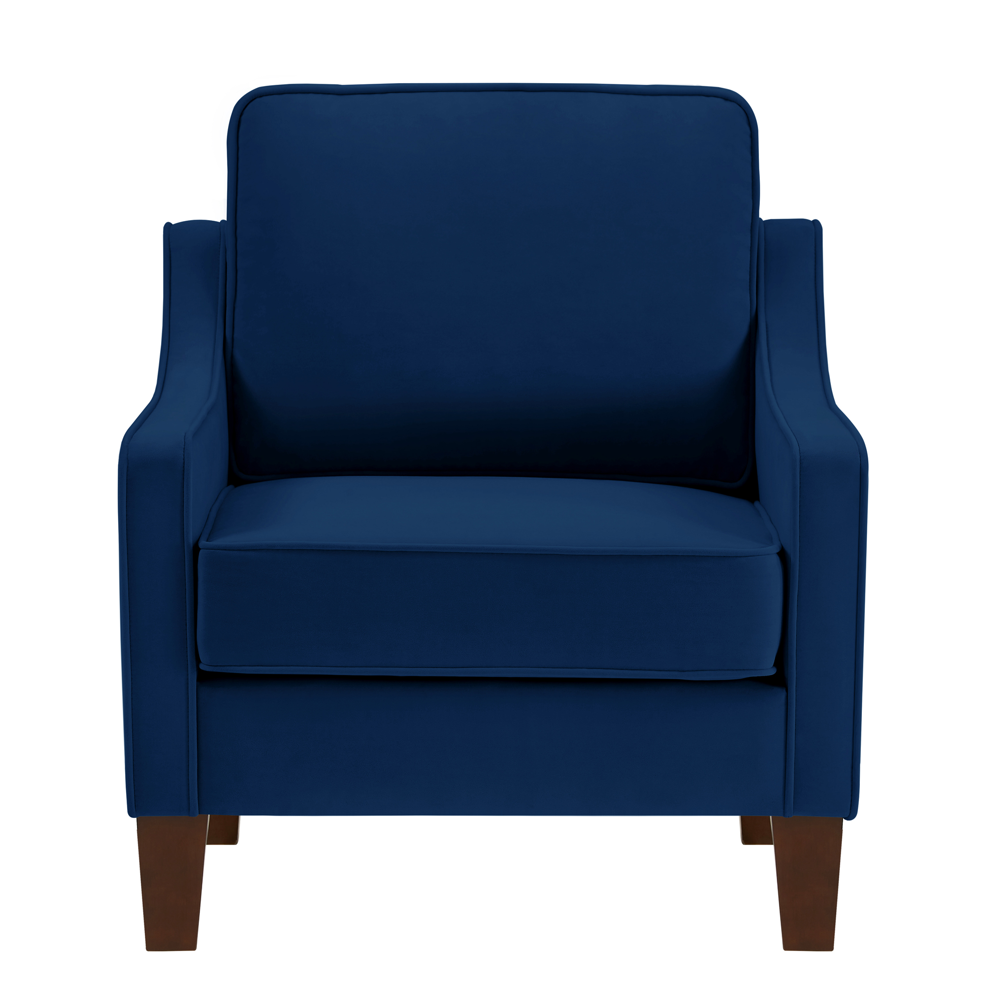 Modern Armchair, Living Room Single Seat Sofa Chair with Wooden Legs, Upholstered Velvet Accent Chair for Living Room, Bedroom,Navy