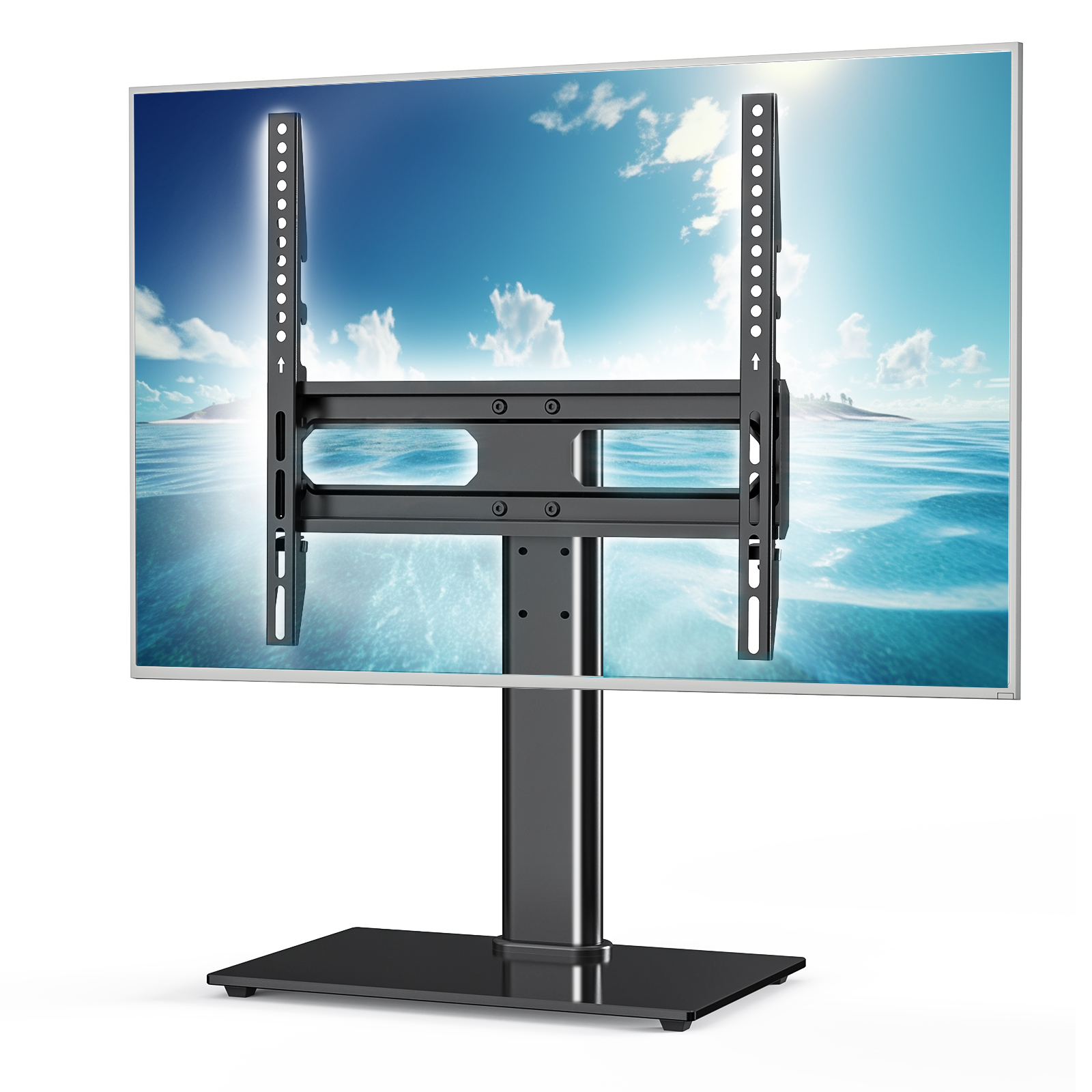 Universal rotating TV stand, 3-height adjustable desktop TV stand mount base for 26-55 inch TVS that can hold up to 99 pounds