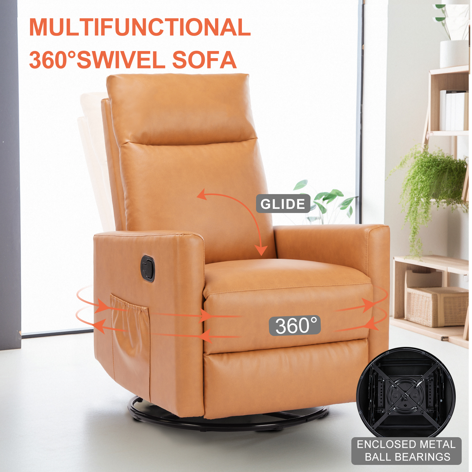 Manual Recliner Chair Winback Single Sofa,brown