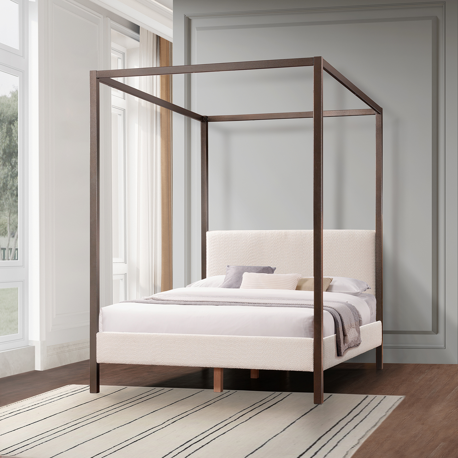 Normsman Pelican Canopy Platform Bed - Pearl White - Queen