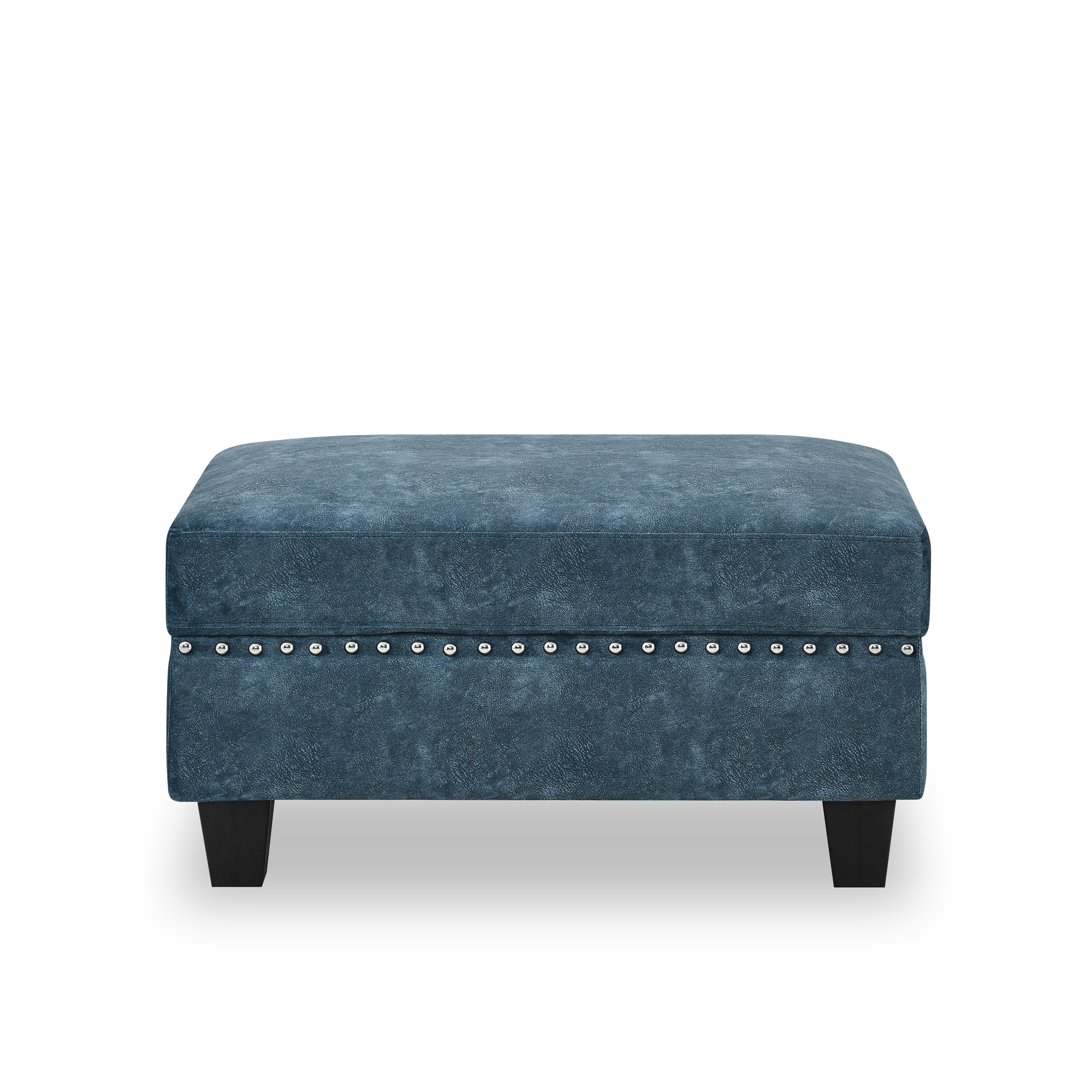 Sectional 3-Seaters Sofa ,Double-sided multi-functional footstool, storage mat , Non-slip leg, two pillows, Velvet,Navy blue