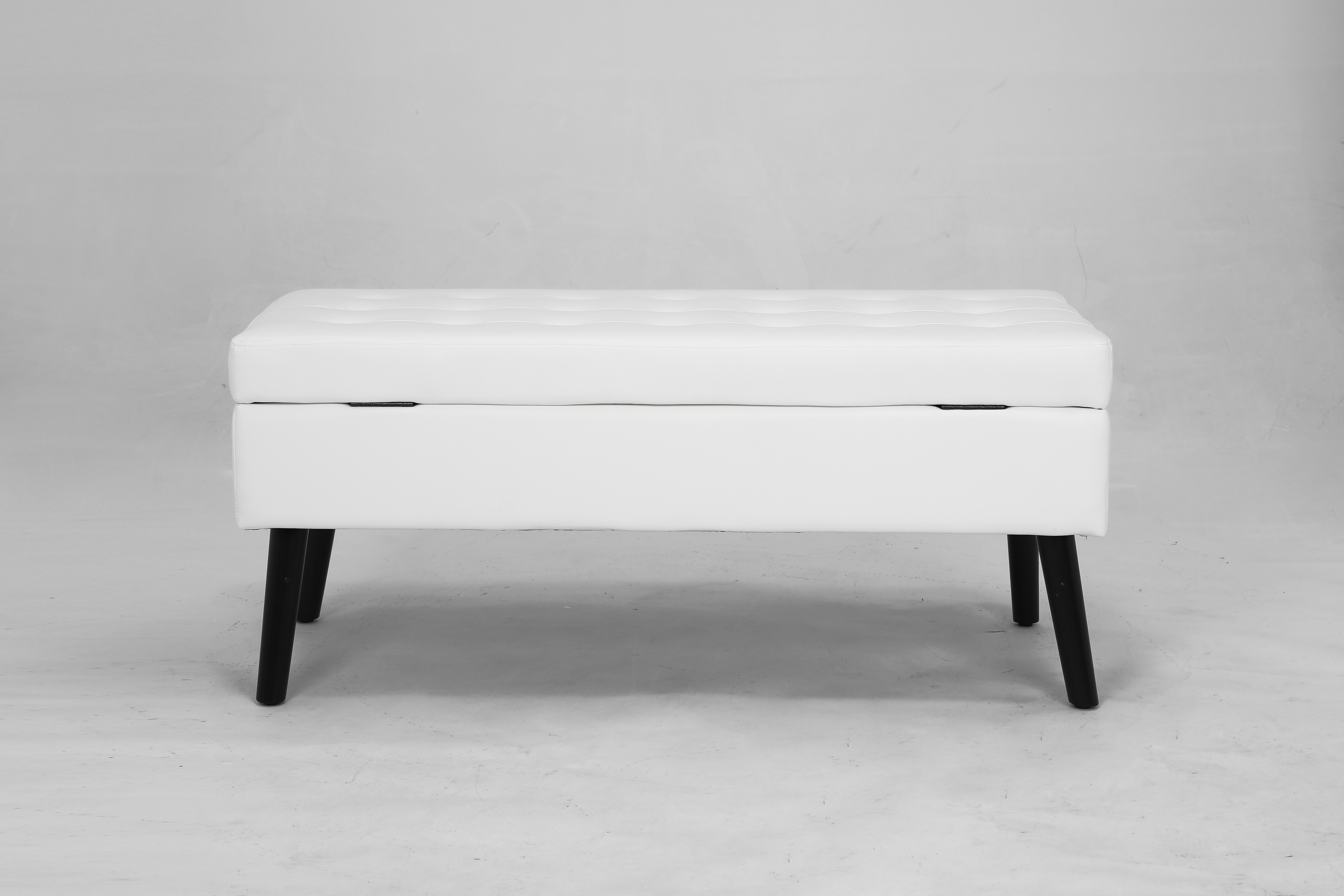 Storage Bench with Storage Bench for Bedroom End of Bed Bench Foot of Bed Bench Entryway Bench Storage Ottoman Bench 43.3" W x 17.7" White PU Leather Bench