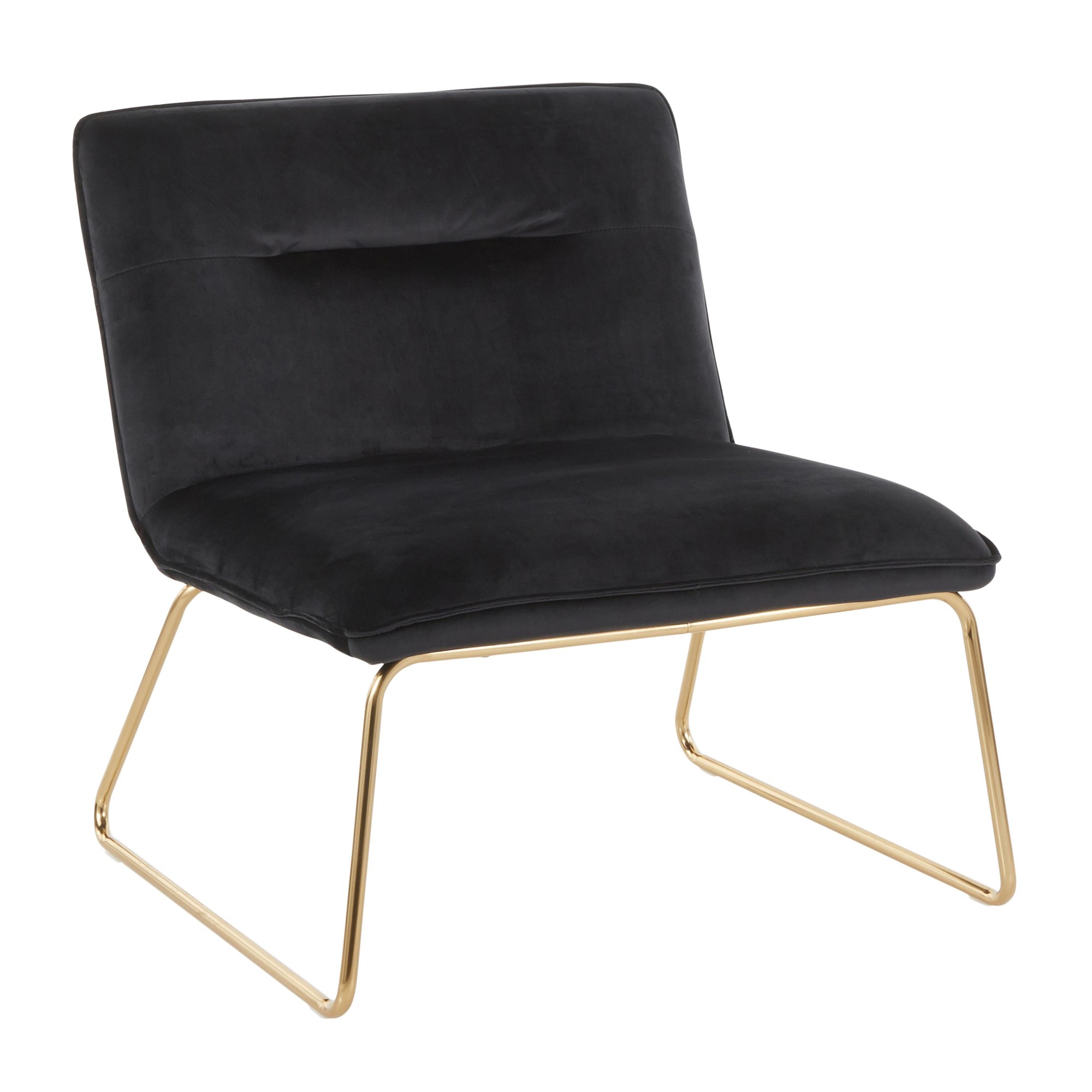 Casper Contemporary Accent Chair in Gold Metal and Black Velvet by LumiSource