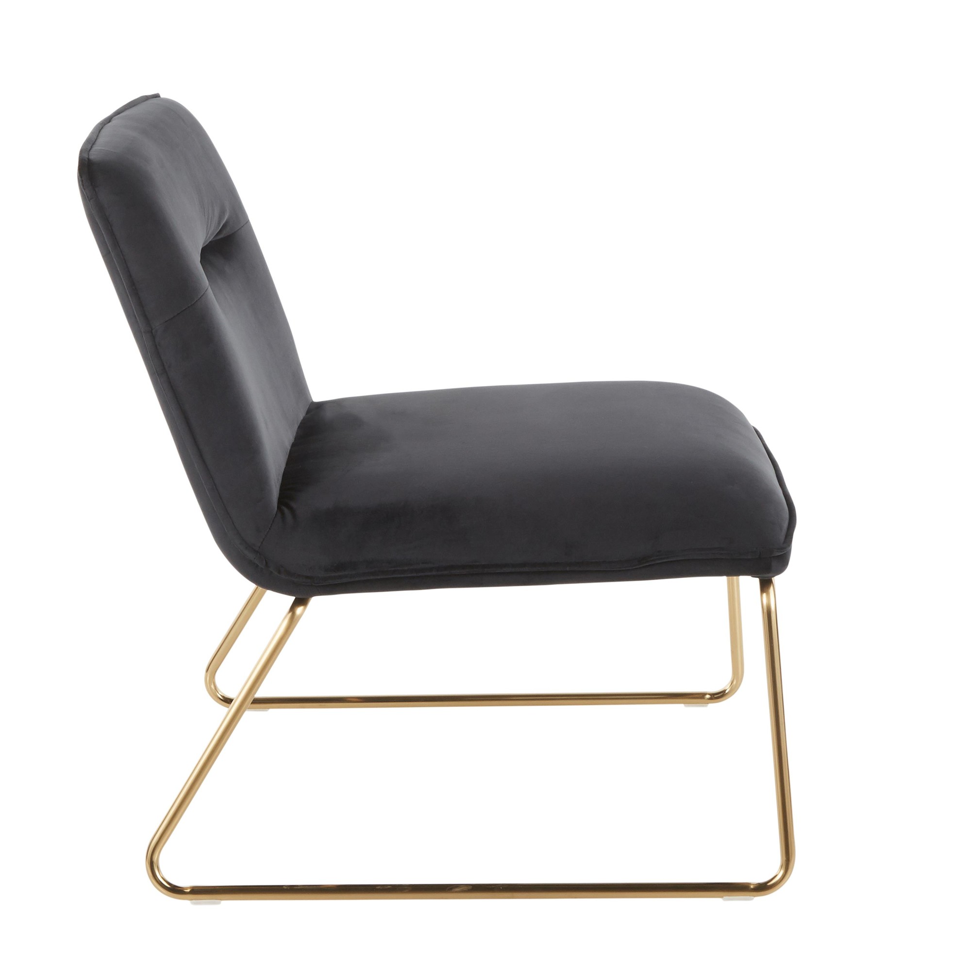 Casper Contemporary Accent Chair in Gold Metal and Black Velvet by LumiSource