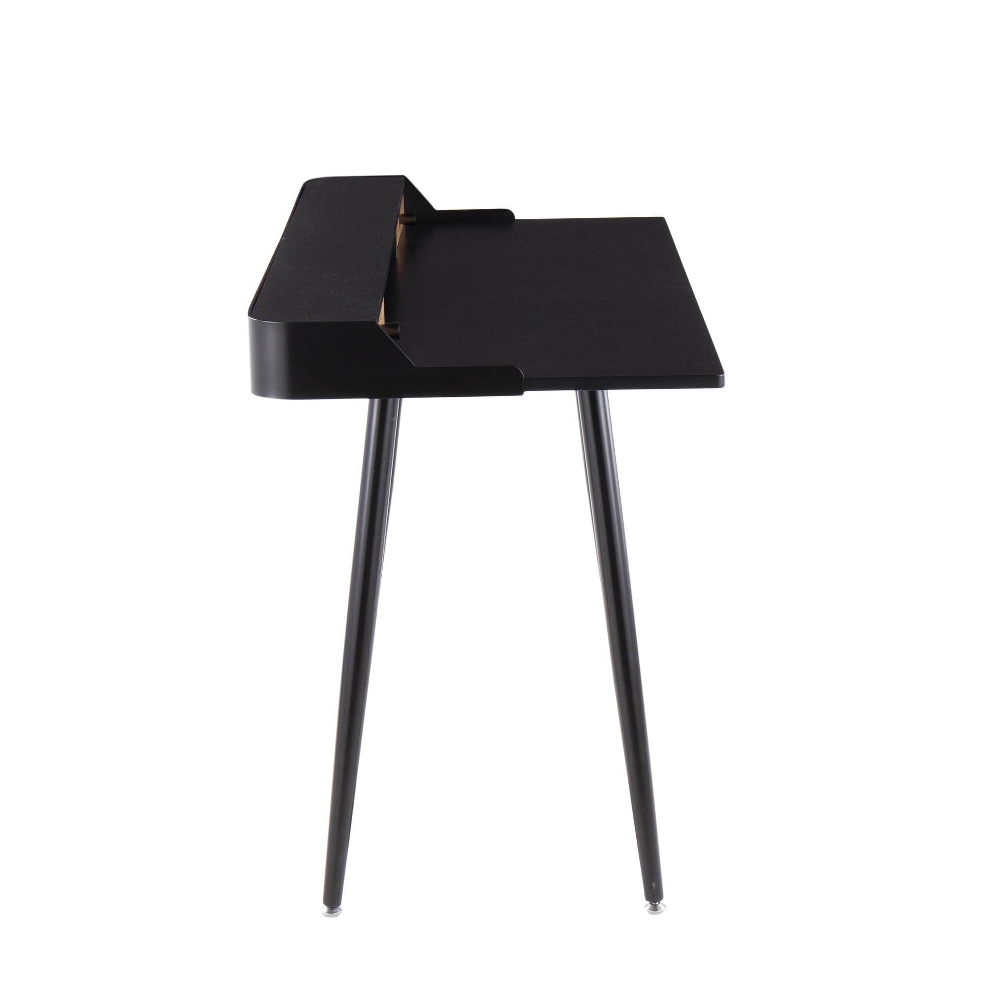 Harvey Contemporary Desk in Black Steel and Black and Natural Wood with Black Accents by LumiSource