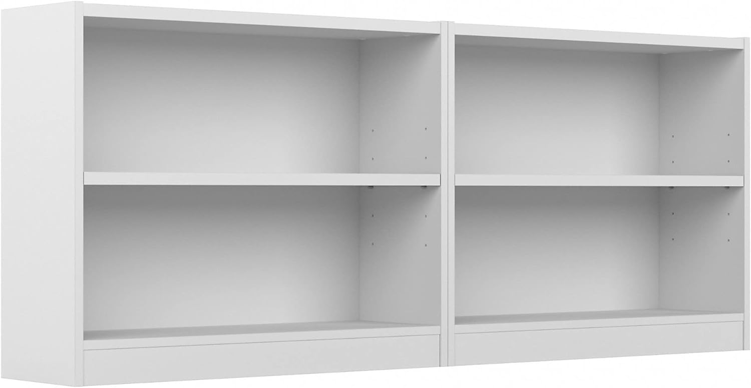 Bush Furniture Universal 2 Shelf Bookcase Set of 2 in Pure White