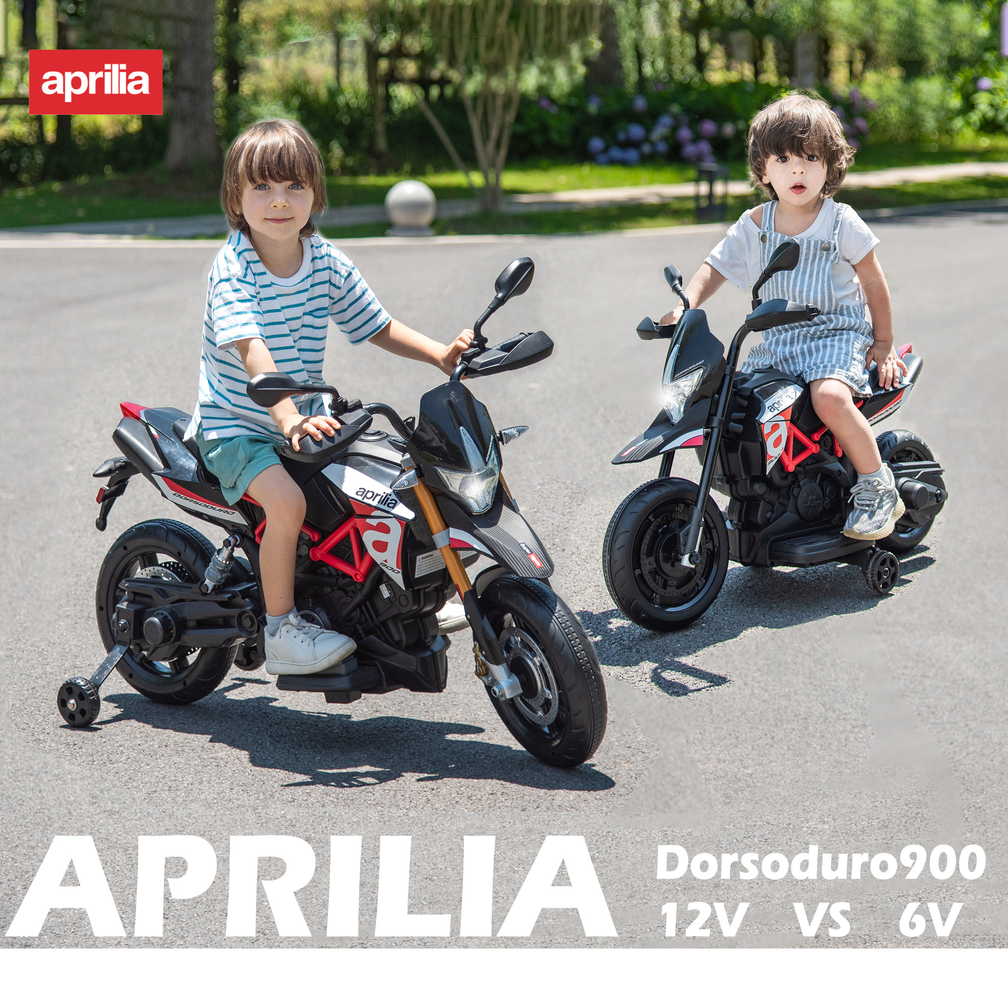 Red, Licensed Aprilia Electric Motorcycle, 6V Kids Motorcycle,  Ride On Toy w/Training Wheels, LED Lights, Sounds & Music, Battery Powered Dirt Bike for Boys & Girls