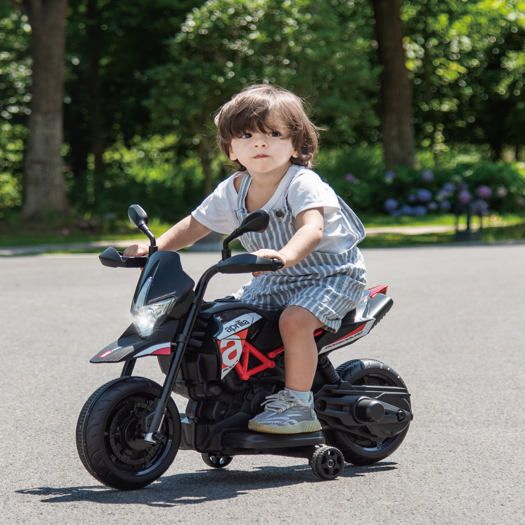 Red, Licensed Aprilia Electric Motorcycle, 6V Kids Motorcycle,  Ride On Toy w/Training Wheels, LED Lights, Sounds & Music, Battery Powered Dirt Bike for Boys & Girls