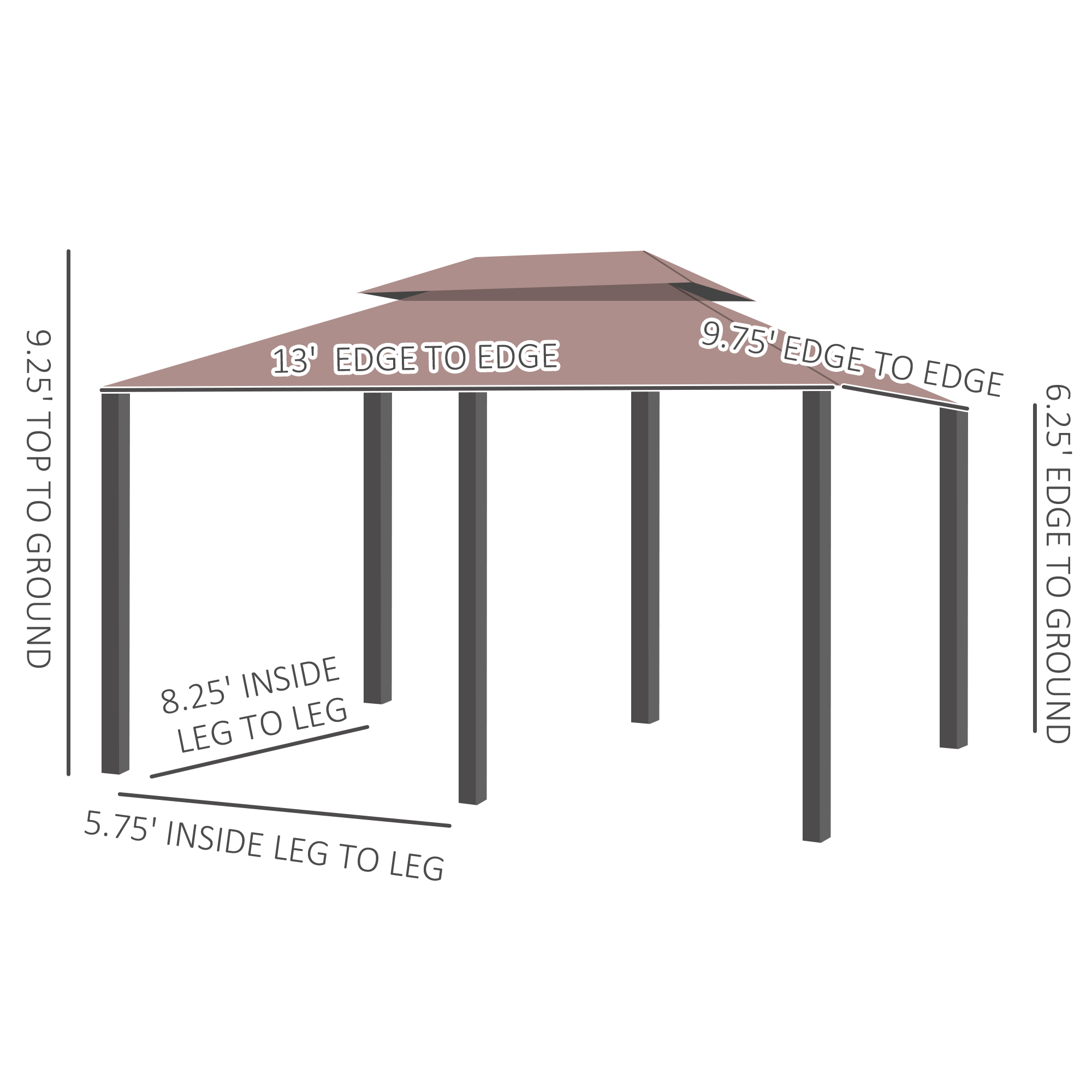 Outsunny 10' x 13' Patio Gazebo, Outdoor Gazebo Canopy Shelter with Curtains, Vented Roof, Steel Frame for Garden, Lawn, Backyard and Deck, Khaki