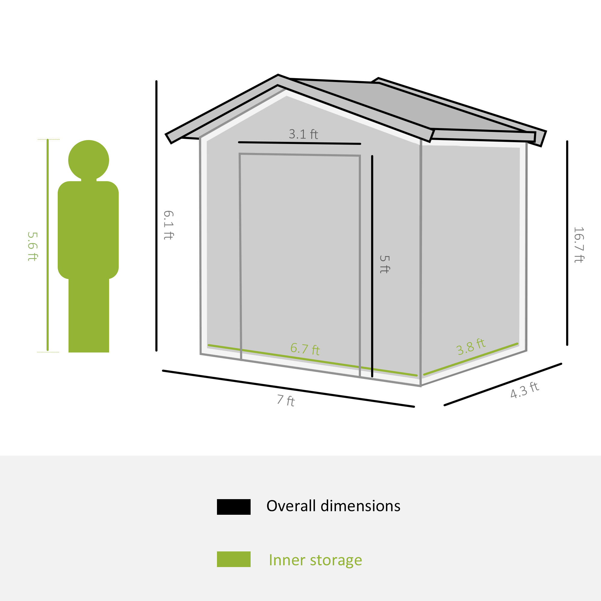 Outsunny 7' x 4' Outdoor Storage Shed, Garden Tool House with Foundation, 4 Vents and 2 Easy Sliding Doors for Backyard, Patio, Garage, Lawn, Yellow