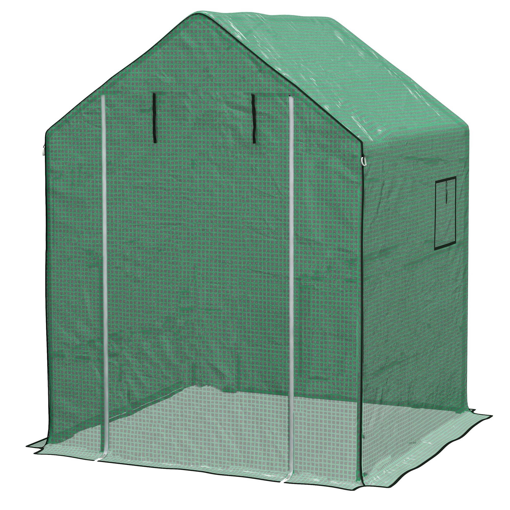 Outsunny 1 Piece Walk-in Greenhouse Replacement Cover for 01-0472 w/ Roll-up Door and Mesh Windows, 55"x56.25"x74.75" Reinforced Anti-Tear PE Hot House Cover (Frame Not Included), Green