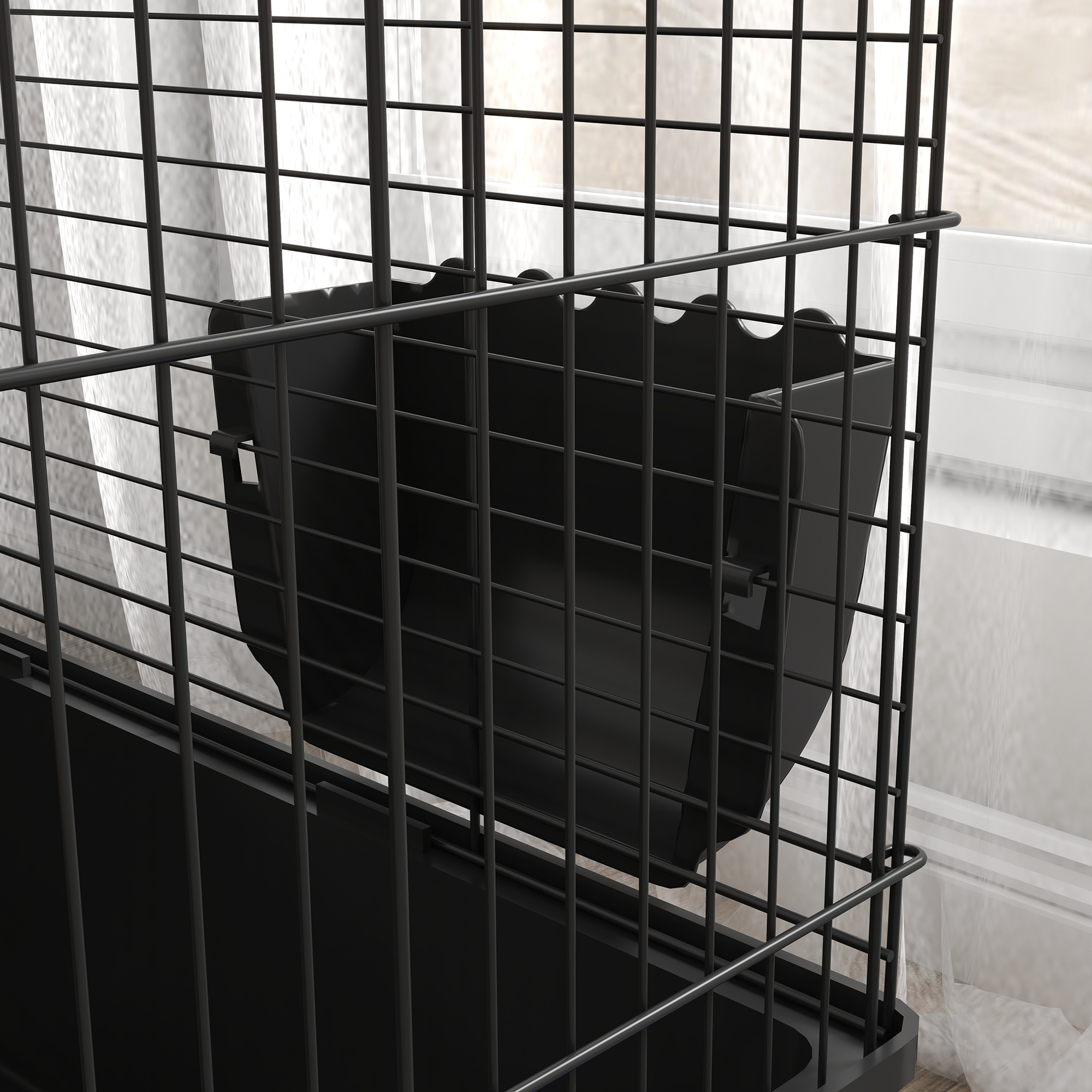 PawHut Small Animal Cage with Playpen, Pet Habitat Indoor for Guinea Pigs Hedgehogs Bunnies with Accessories, Water Bottle, Food Dish, Feeding Trough, 42" x 33" x 21"