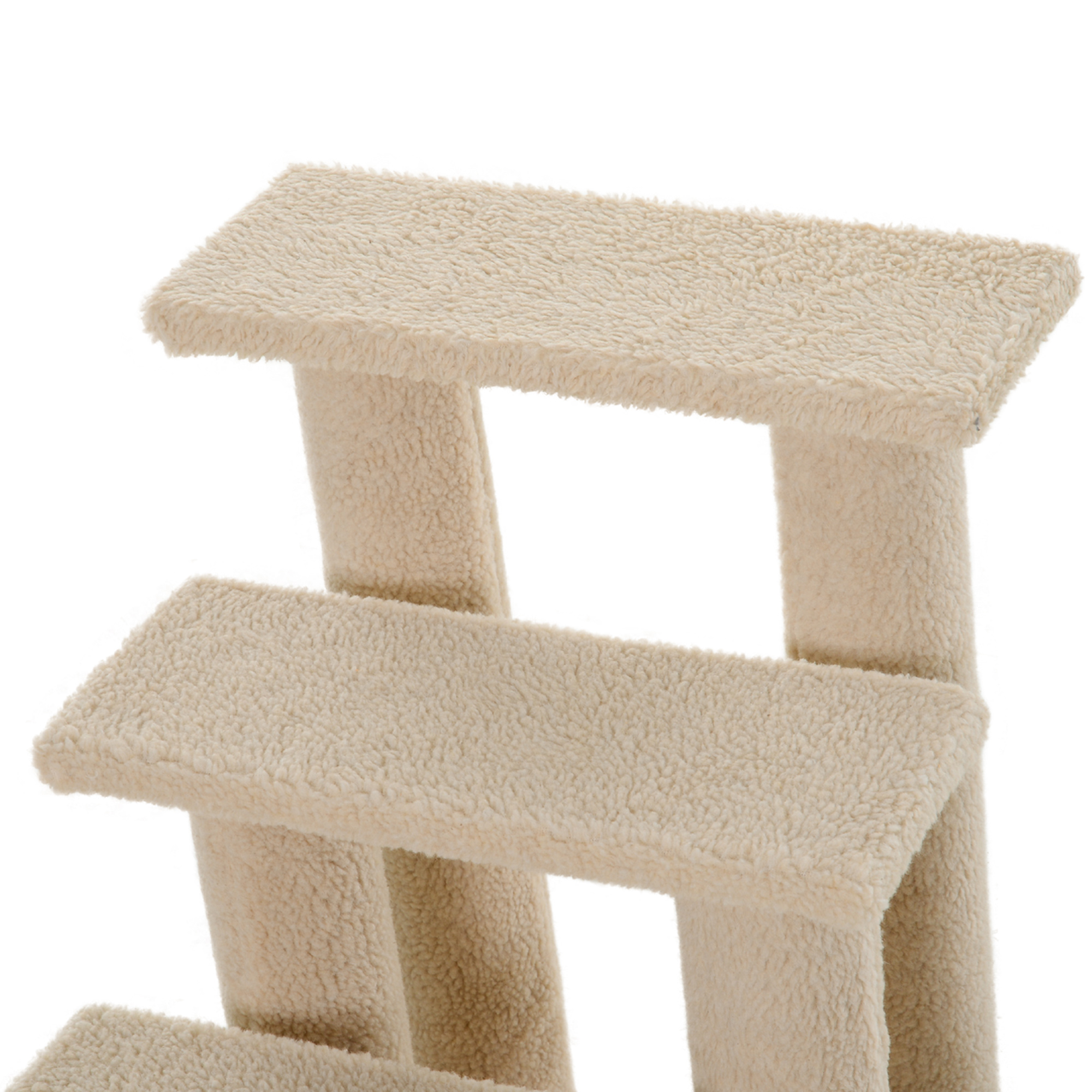 PawHut 25" 4-Step Multi-Level Carpeted Cat Scratching Post Pet Stairs, Beige