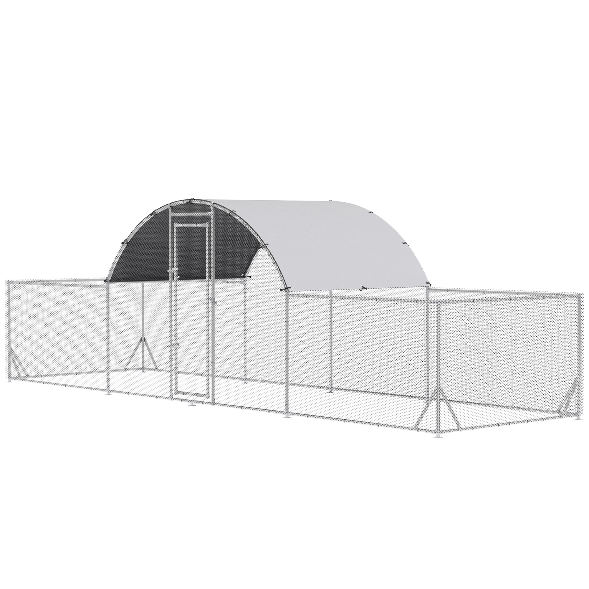 PawHut Large Metal Chicken Coop Chicken Run for Chicken, Ducks and Rabbits with Waterproof and Anti-UV Cover, Walk-in Poultry Cage Hen House for Outdoor and Yard Farm Use, 21.7' x 6.2' x 6.4'