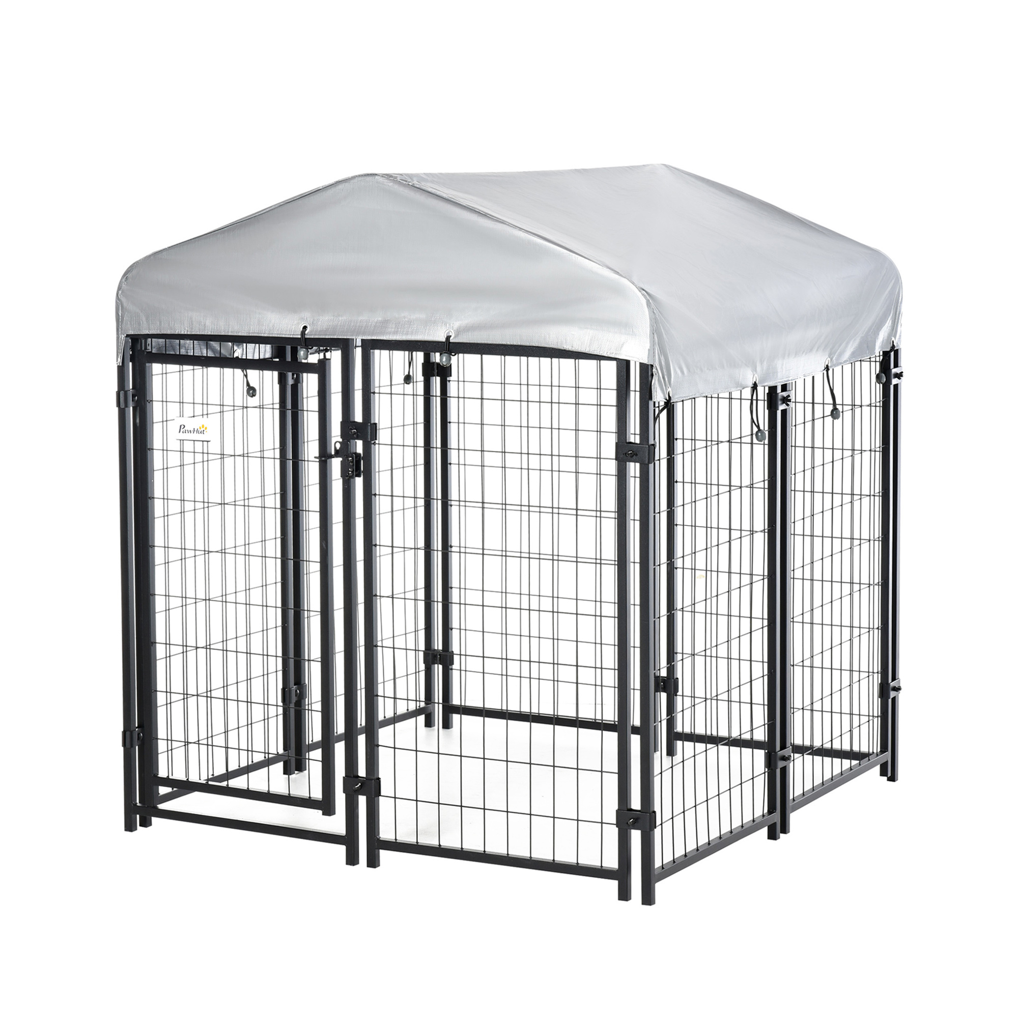 PawHut 4' x 4' x 4.5' Dog Playpen Outdoor, Dog Kennel Dog Exercise Pen with Lockable Door, Water-resistant Canopy, for Small and Medium Dogs