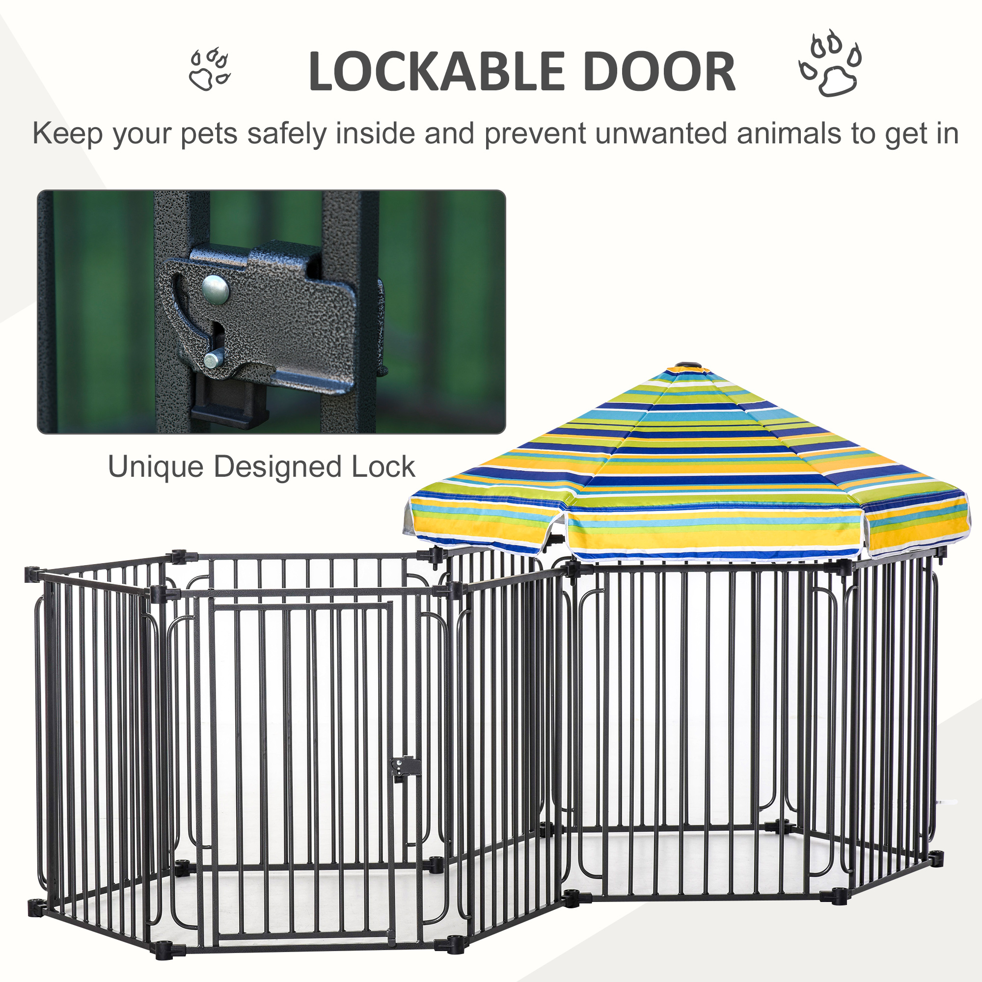 PawHut Dog Playpen with Door & Removable Cover for Small & Most Medium Sized Dogs Indoor & Outdoor Use, 47" H