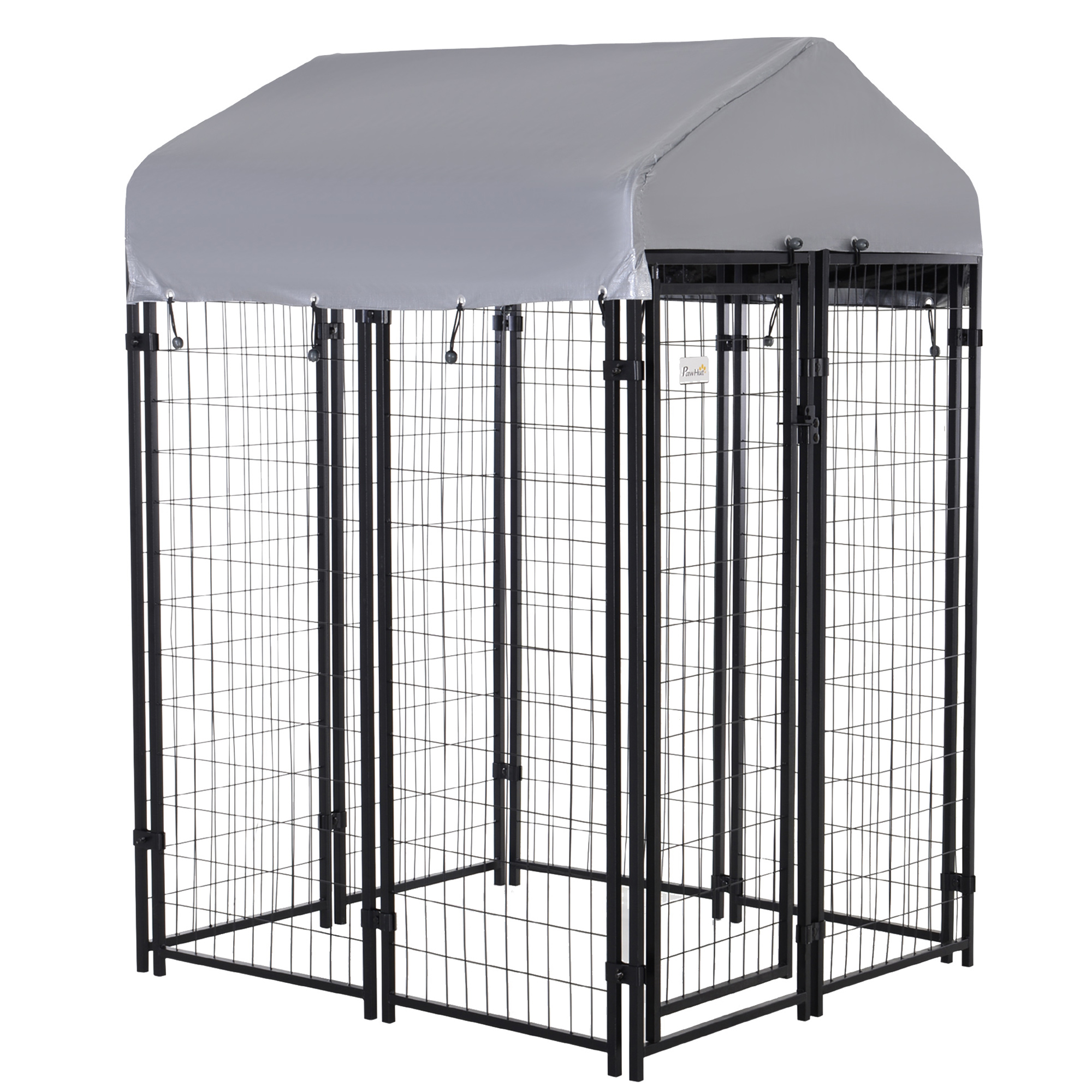 PawHut 4' x 4' x 6' Dog Playpen Outdoor, Dog Kennel Dog Exercise Pen with Lockable Door, Water-resistant Canopy, for Small and Medium Dogs