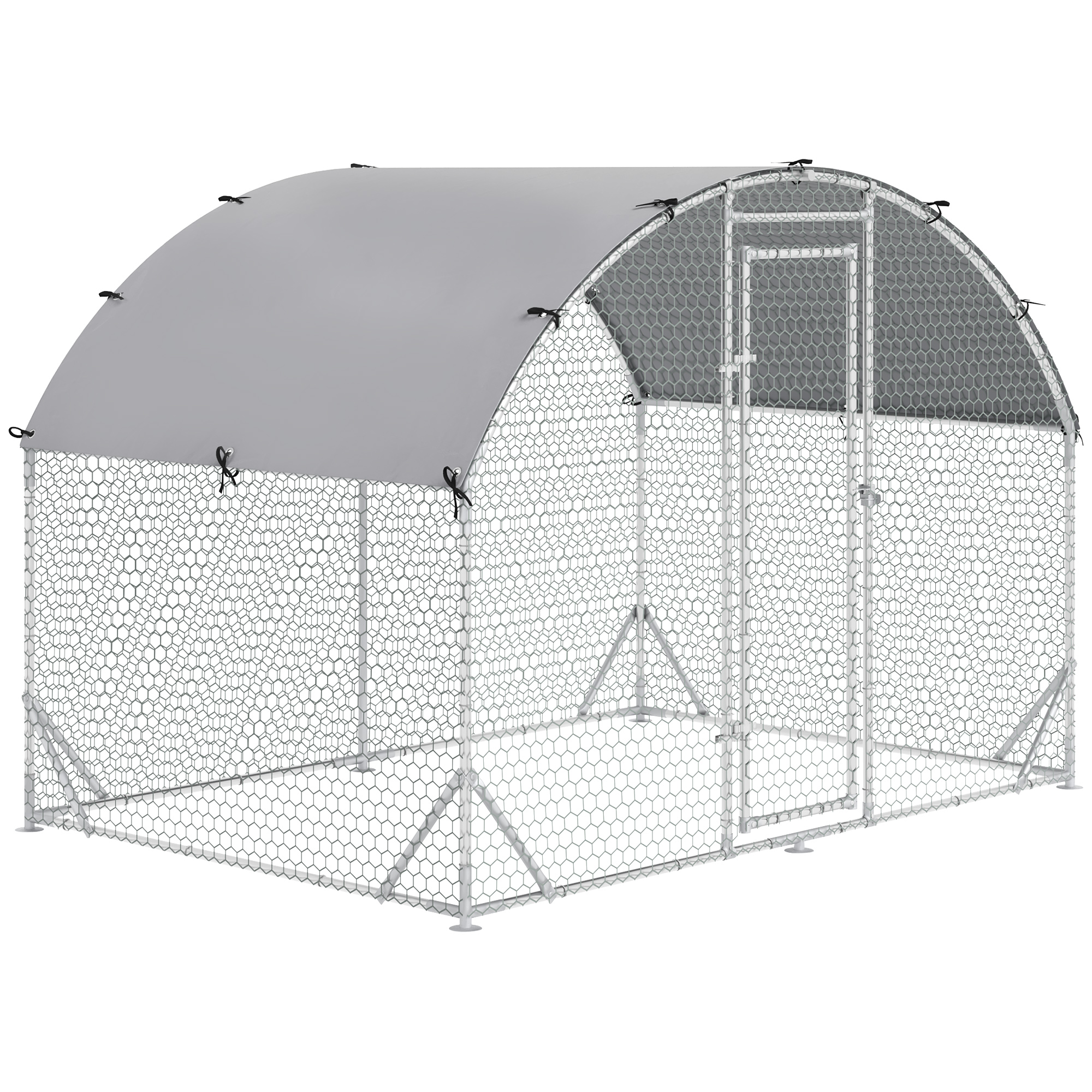 PawHut Large Chicken Coop Metal Chicken Run with Waterproof and Anti-UV Cover, Dome Shaped Walk-in Fence Cage Hen House for Outdoor and Yard Farm Use, 1" Tube Diameter, 9.2' x 6.2' x 6.5'