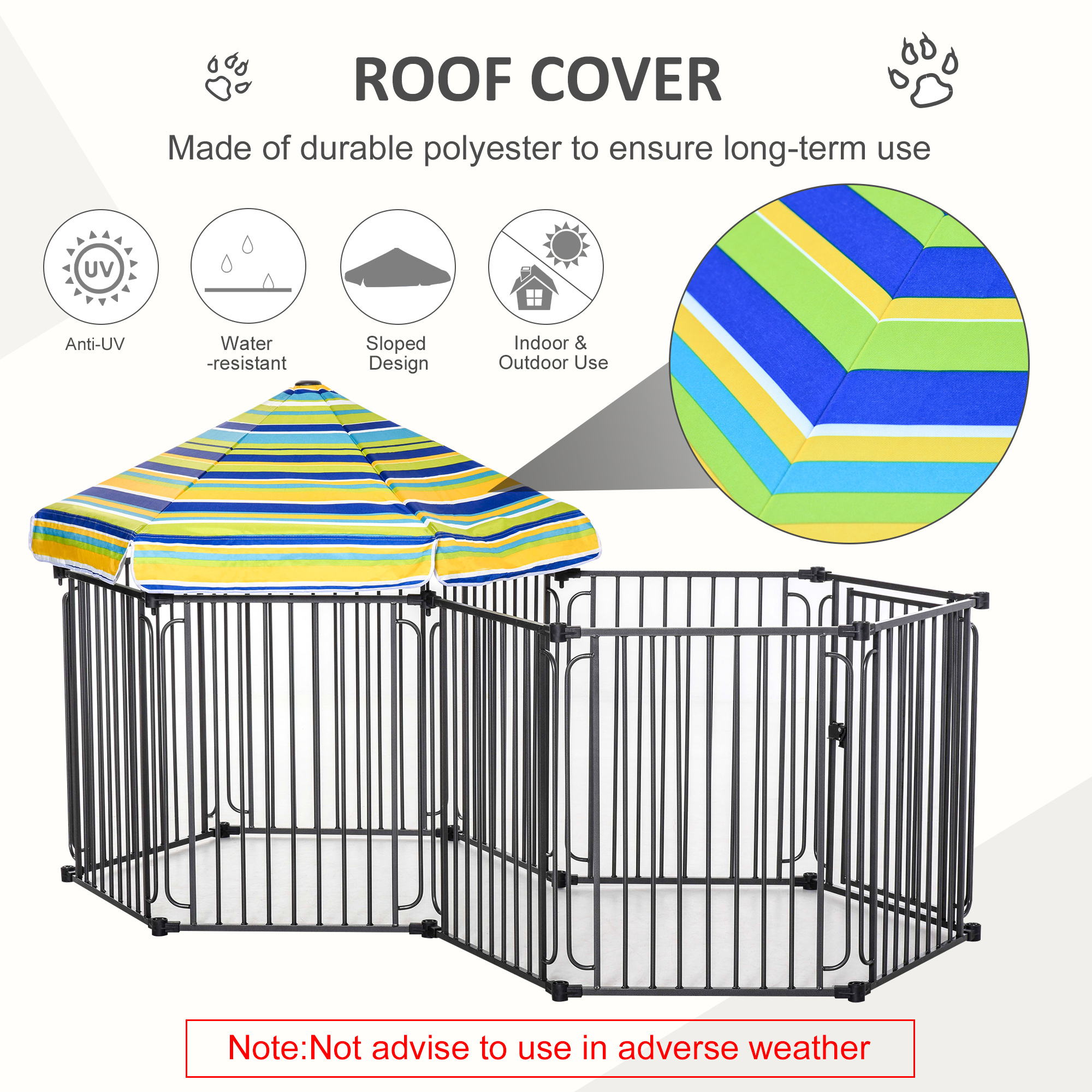 PawHut Dog Playpen with Door & Removable Cover for Small & Most Medium Sized Dogs Indoor & Outdoor Use, 47" H