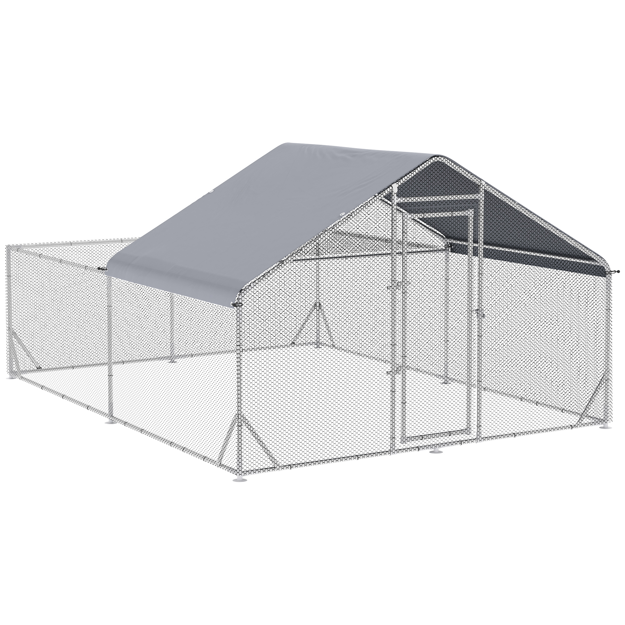 PawHut Large Chicken Coop Metal Chicken Run for Chickens with Waterproof and Anti-UV Cover, Spire Shaped Walk in Fence Cage Hen House for Outdoor and Yard Farm Use, 1" Dia, 9.8' x 13.1' x 6.4'