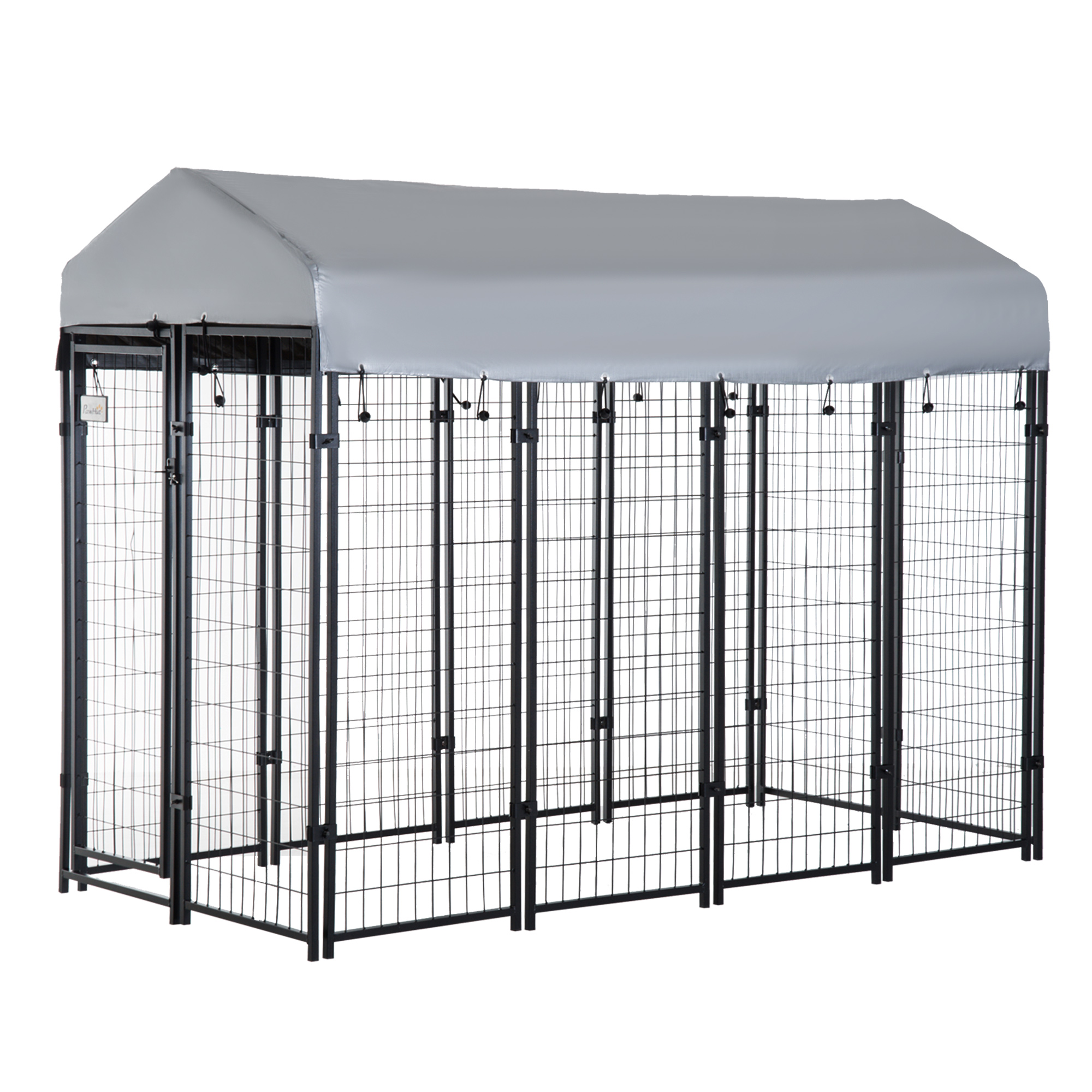 PawHut 8' x 4' x 6' Dog Playpen Outdoor, Dog Kennel Dog Exercise Pen with Lockable Door, Water-resistant Canopy, for Medium and Large Dogs