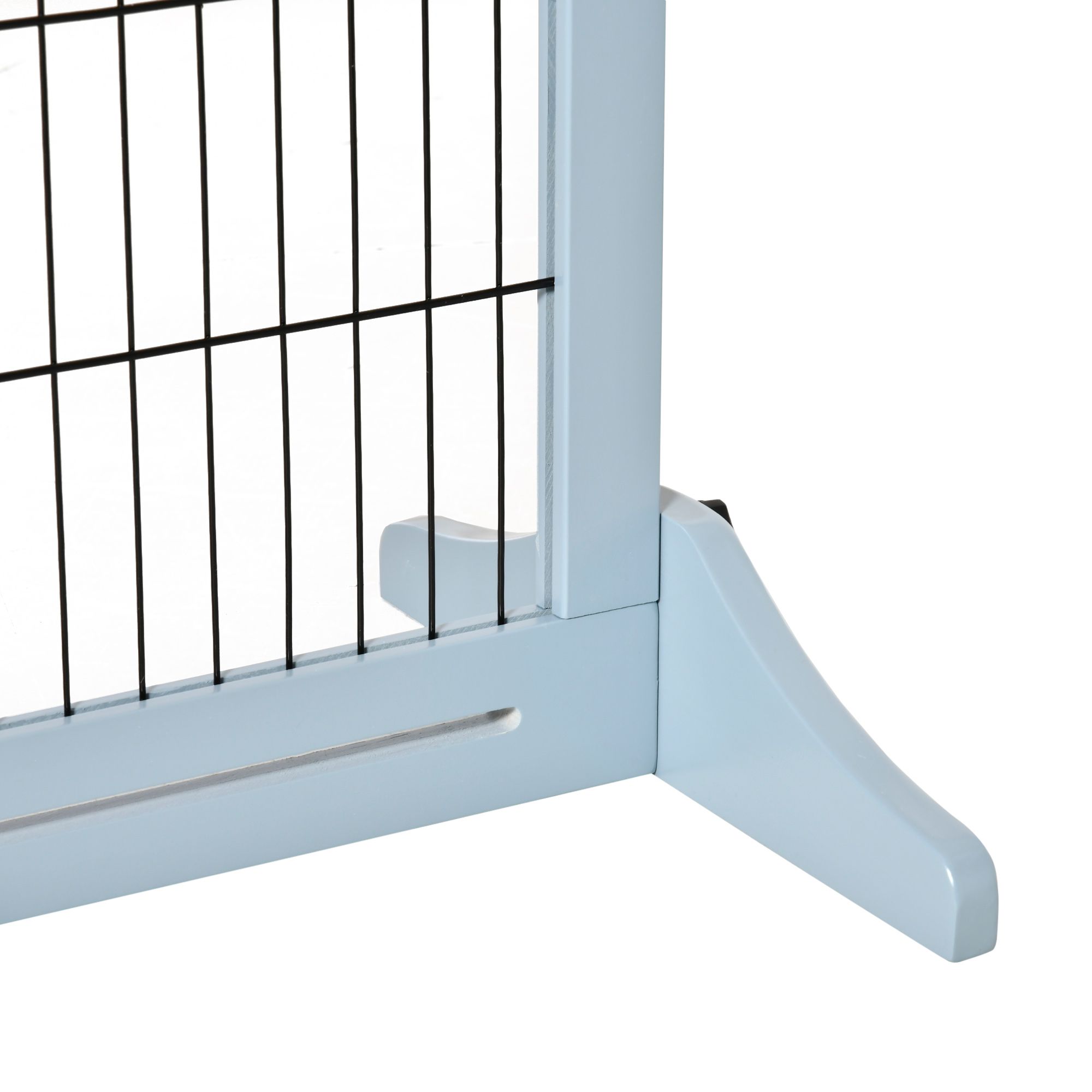 PawHut 72" W x 27.25" H Extra Wide Freestanding Pet Gate with Adjustable Length Dog, Cat, Barrier for House, Doorway, Hallway, Blue-grey