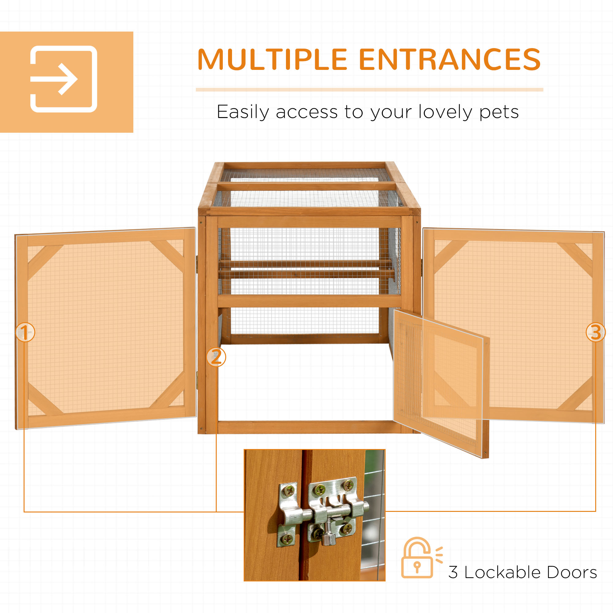 PawHut 55" Wooden Chicken Coop Add-on Expansion, Mini Chicken Coop Outdoor Chicken Run Hen House with Combinable Design