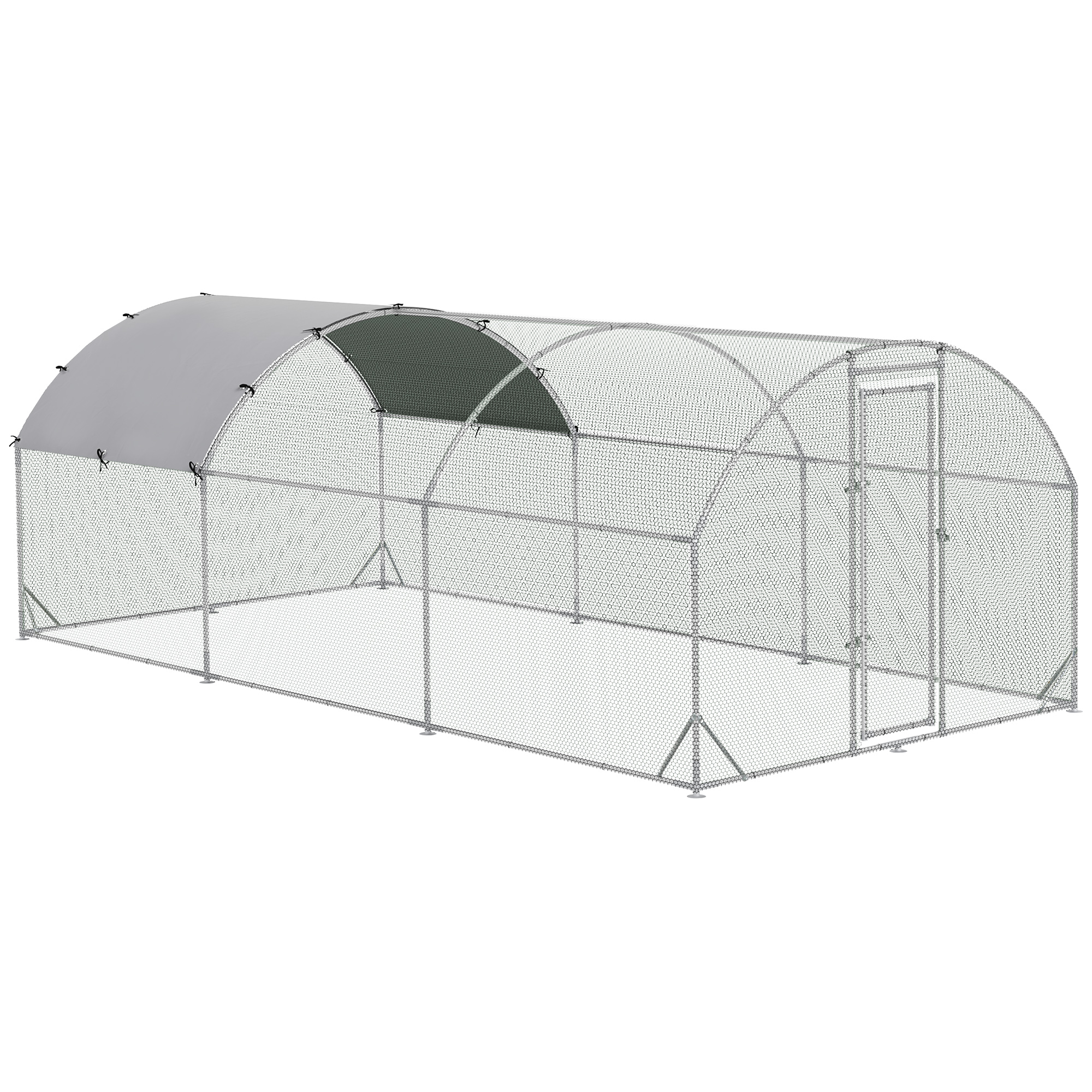 PawHut Large Chicken Coop Metal Chicken Run with Waterproof and Anti-UV Cover, Dome Shaped Walk-in Fence Cage Hen House for Outdoor and Yard Farm Use, 1" Tube Diameter, 9.2' x 18.7' x 6.5'