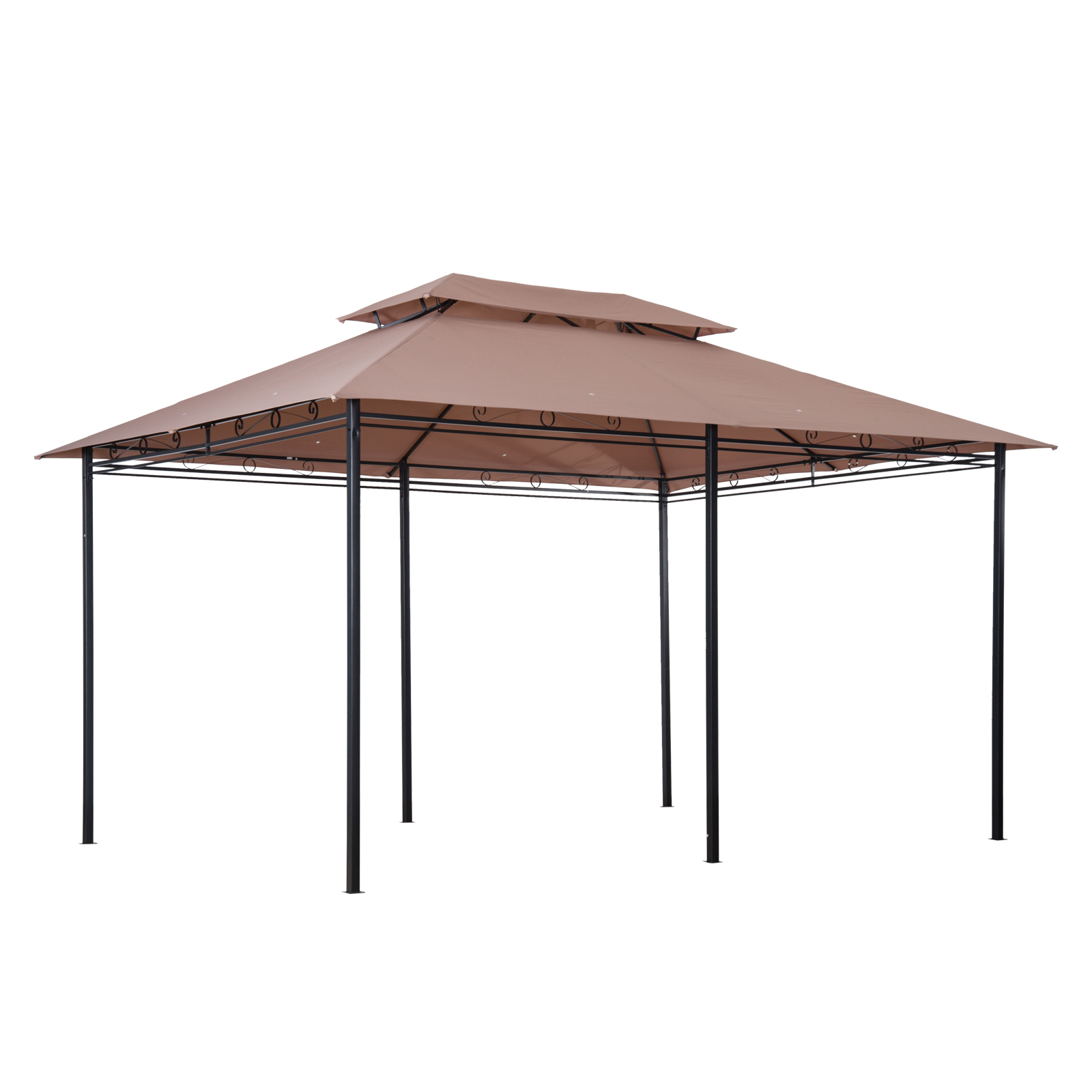 Outsunny 10' x 13' Patio Gazebo, Outdoor Gazebo Canopy Shelter with Curtains, Vented Roof, Steel Frame for Garden, Lawn, Backyard and Deck, Khaki