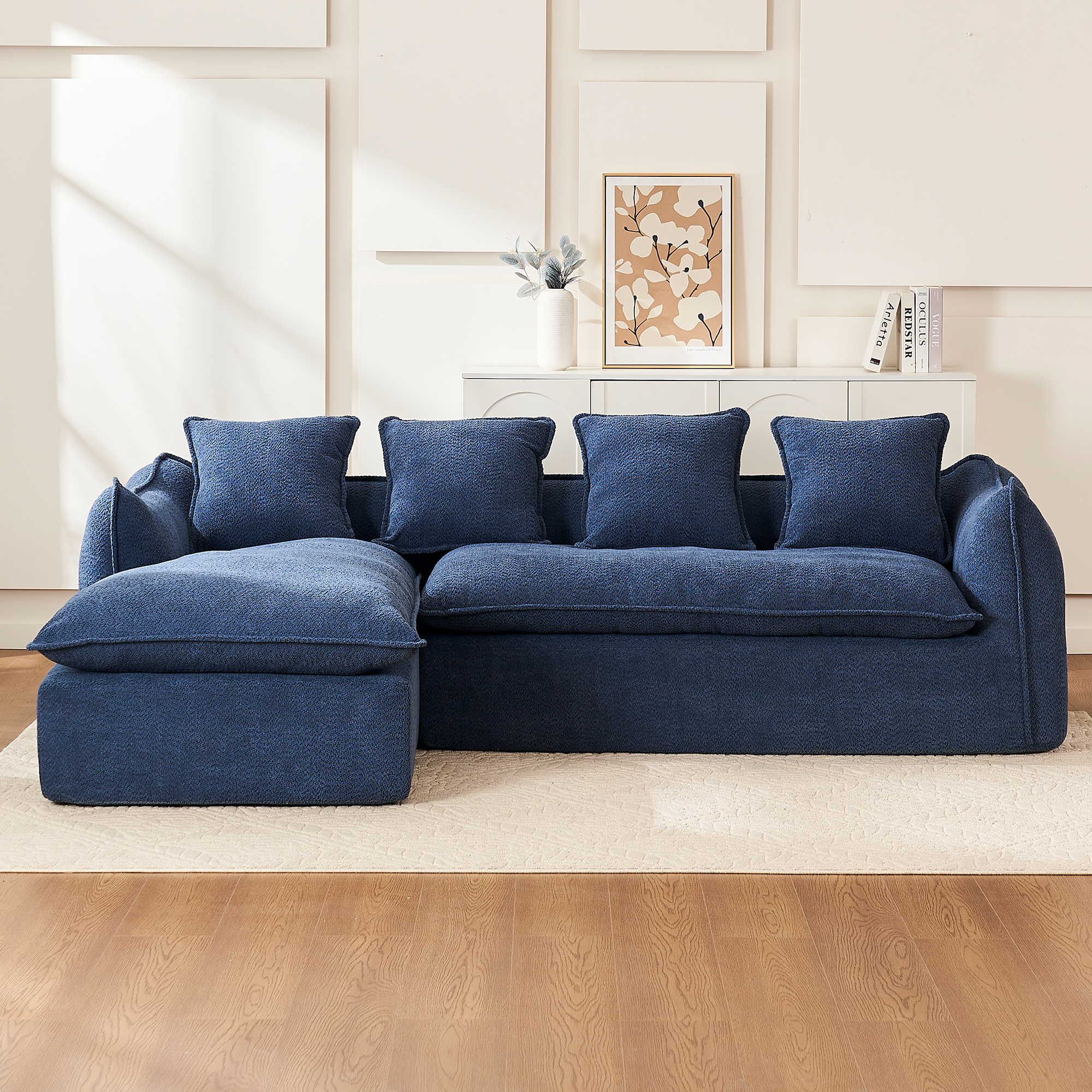 Sofa Deep Seat Sofa 3 Seater for Living Room Oversized Comfy Sofa L-Shape Sofa Couch with Chaise Home Furniture Sleeper Sectional Sofa for Apartment, Office Left Hand Facing