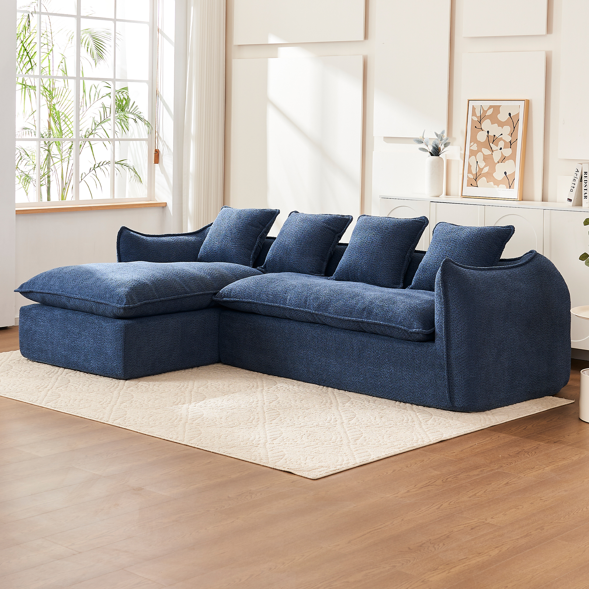 Sofa Deep Seat Sofa 3 Seater for Living Room Oversized Comfy Sofa L-Shape Sofa Couch with Chaise Home Furniture Sleeper Sectional Sofa for Apartment, Office Left Hand Facing