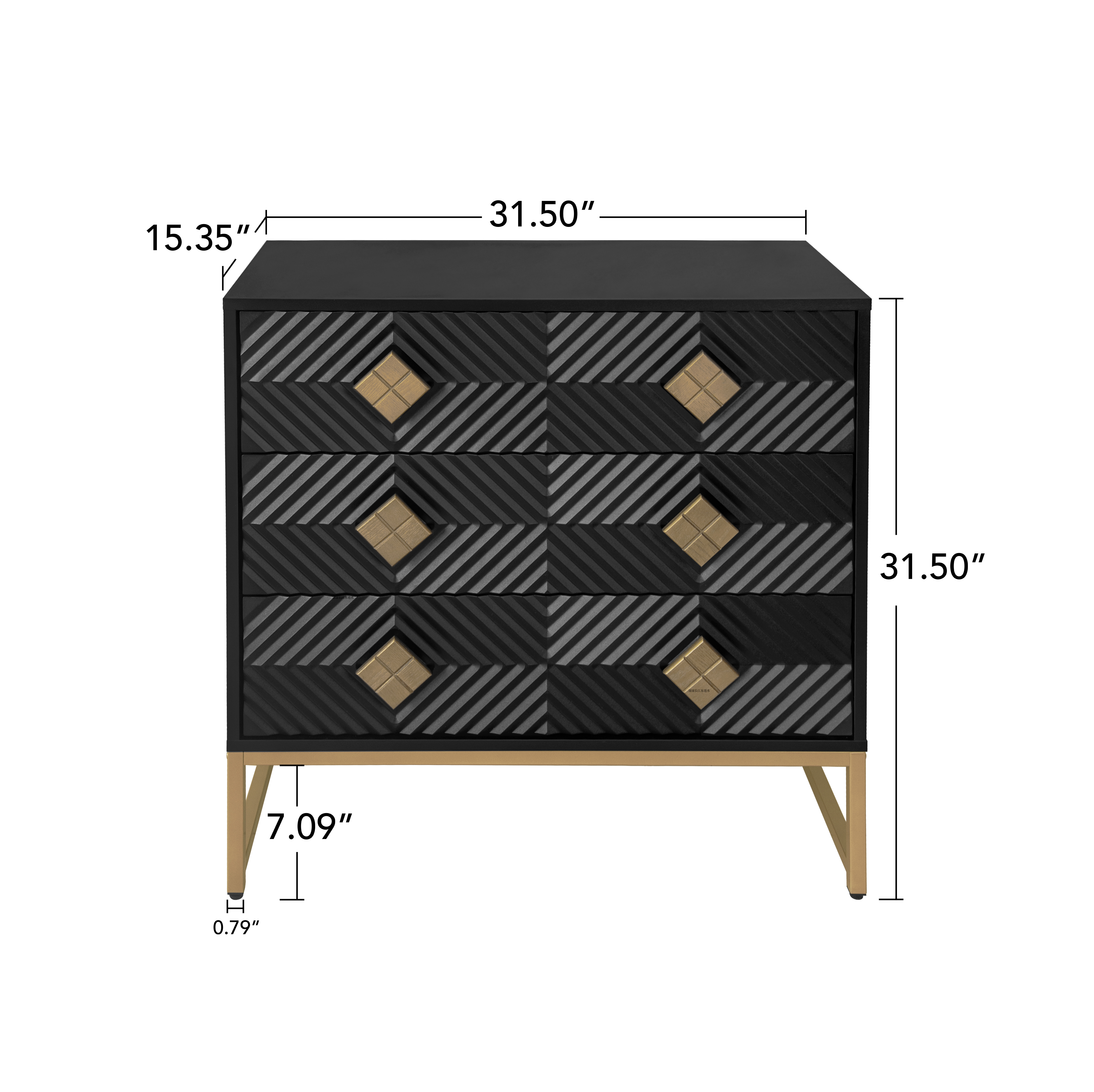 3 Drawer Storage Cabinet,3 Drawer Modern Dresser,  Chest of Drawers With Decorative Embossed Pattern Door for Entryway,Living Room,Bed Room