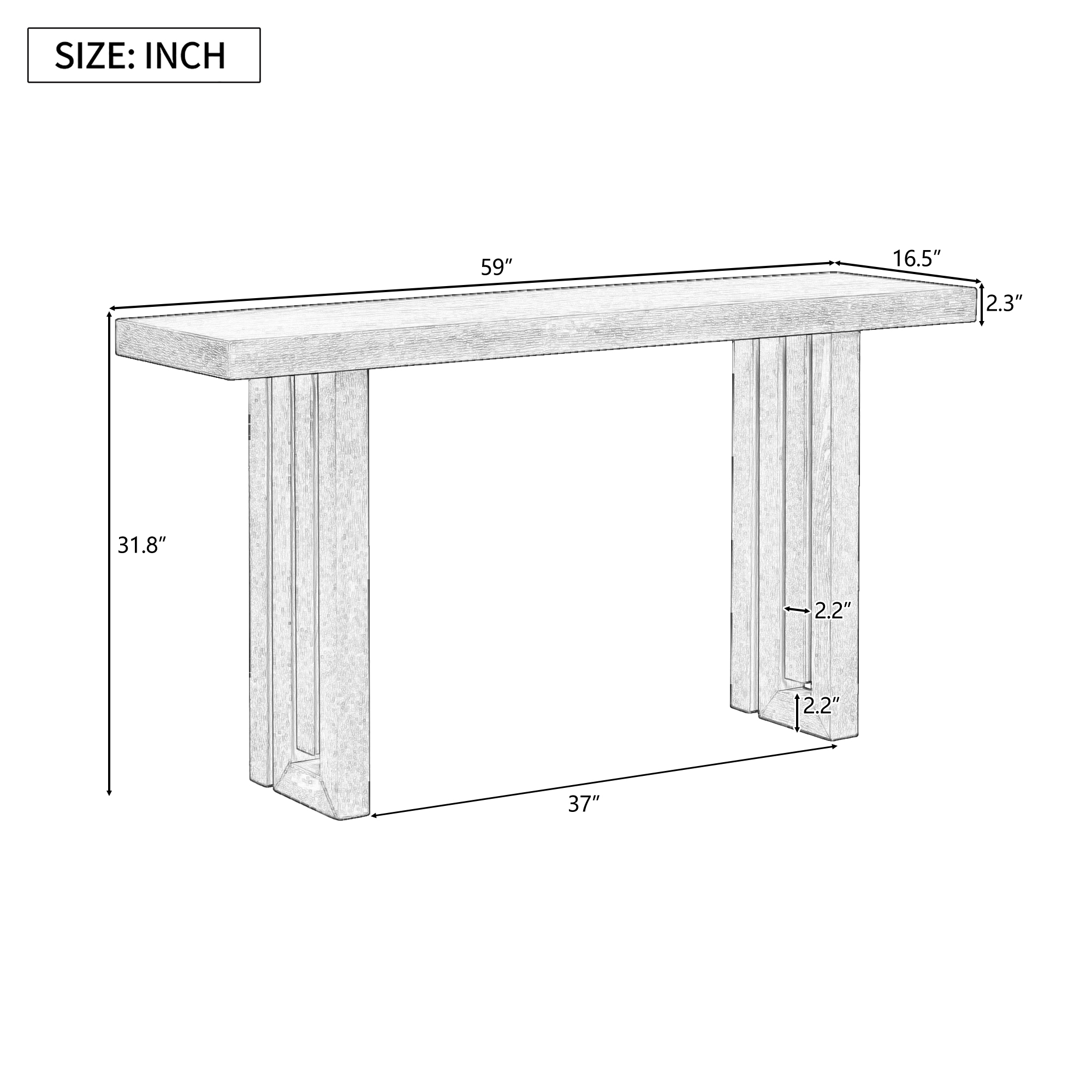 U_STYLE Uniquely Designed Oak Veneer Console Table with Distinctive Side Shapes, Suitable for Entryway, Hallway, Living Room, Foyer, Corridor