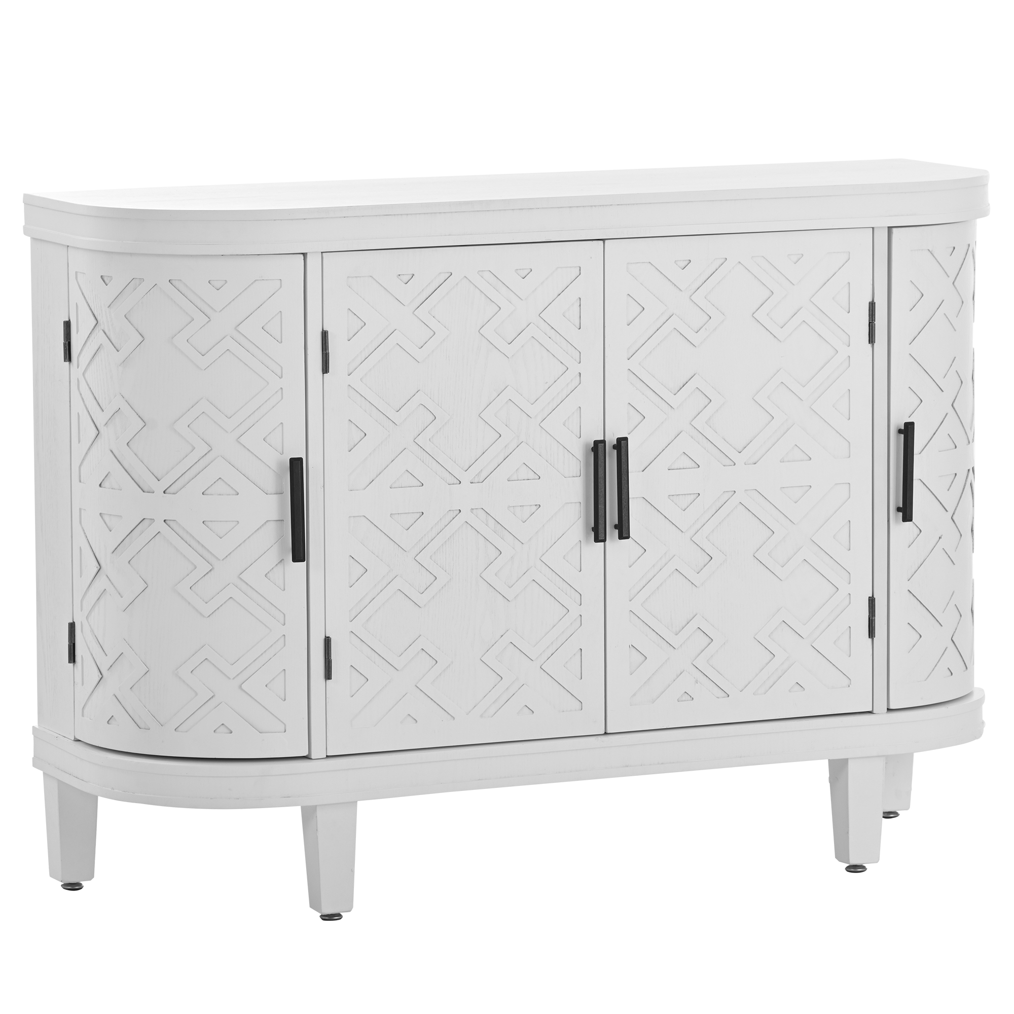 U-Style Accent Storage Cabinet Sideboard Wooden Cabinet with Antique Pattern Doors for Hallway, Entryway, Living Room