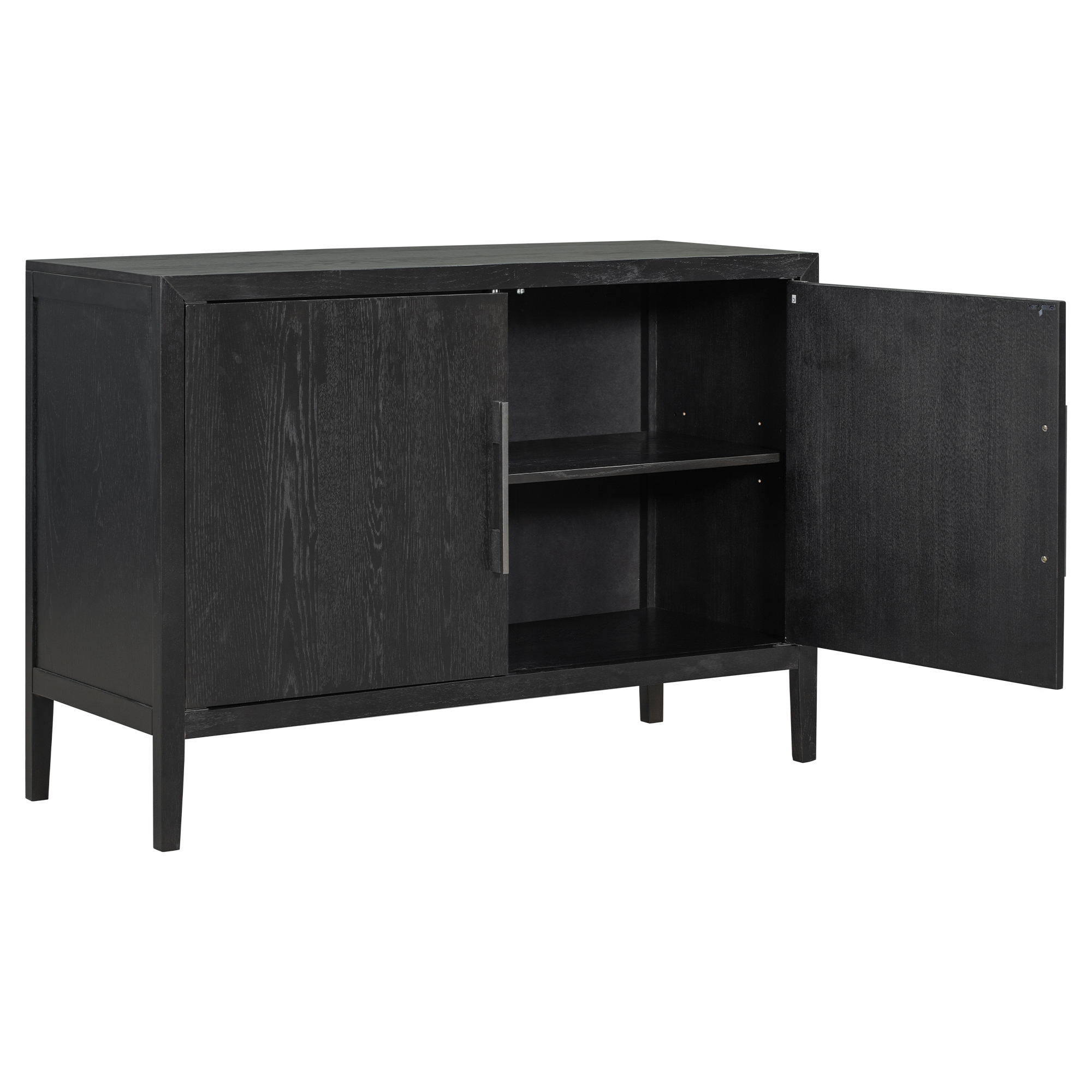 U-Style Storage Cabinet Sideboard Wooden Cabinet with 2 Metal handles and 2 Doors for Hallway, Entryway, Living Room