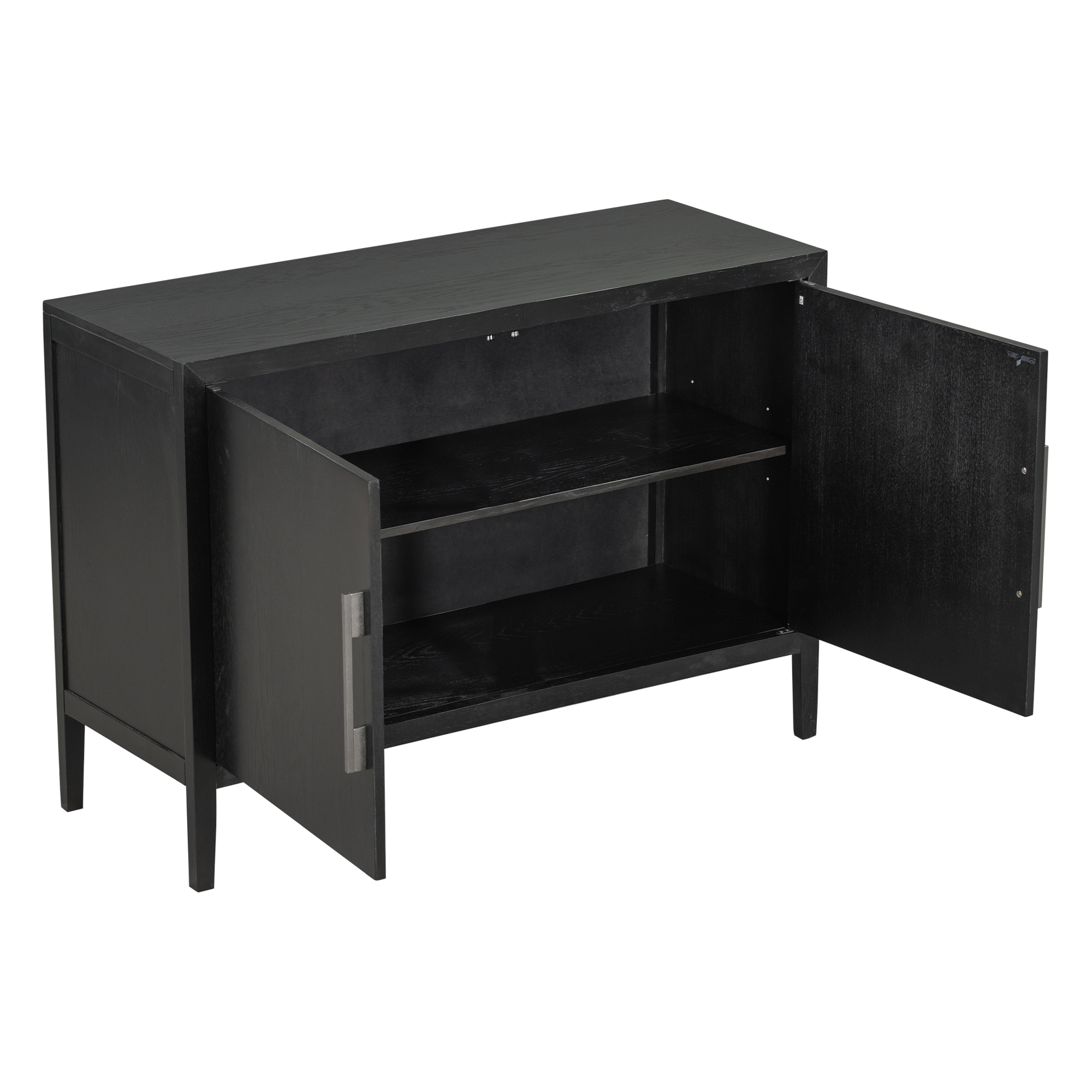 U-Style Storage Cabinet Sideboard Wooden Cabinet with 2 Metal handles and 2 Doors for Hallway, Entryway, Living Room